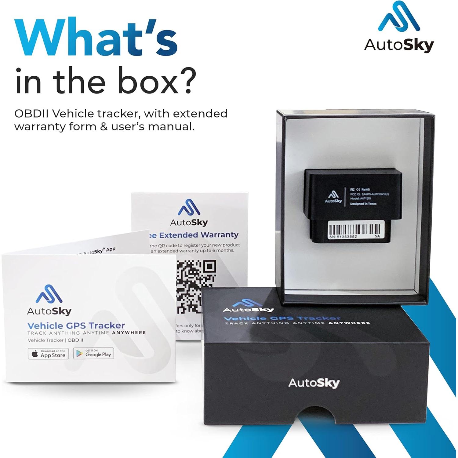 Rastreador GPS AutoSky OBDII 4G LTE AVT-210 para Vehículos