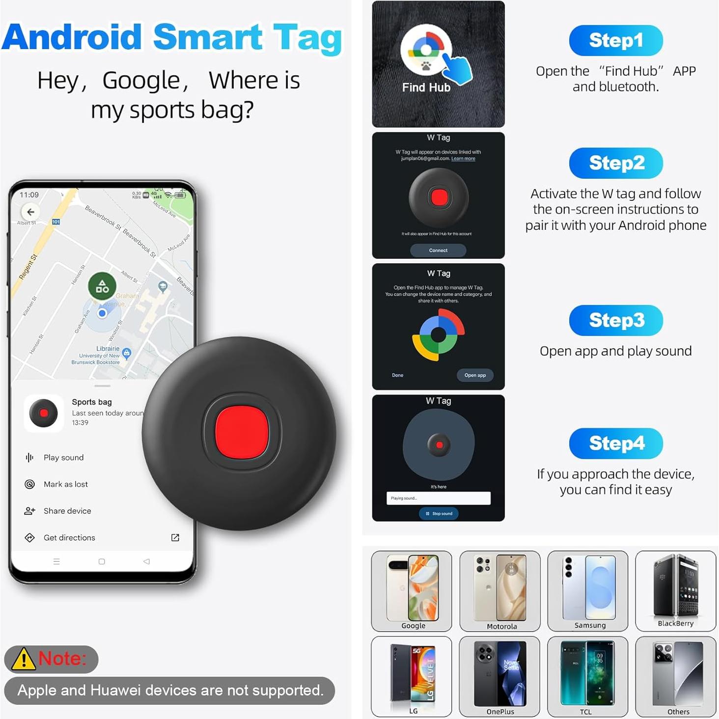 Etiquetas de Rastreo Bluetooth LocGuaxrd - 4 Pack para Android