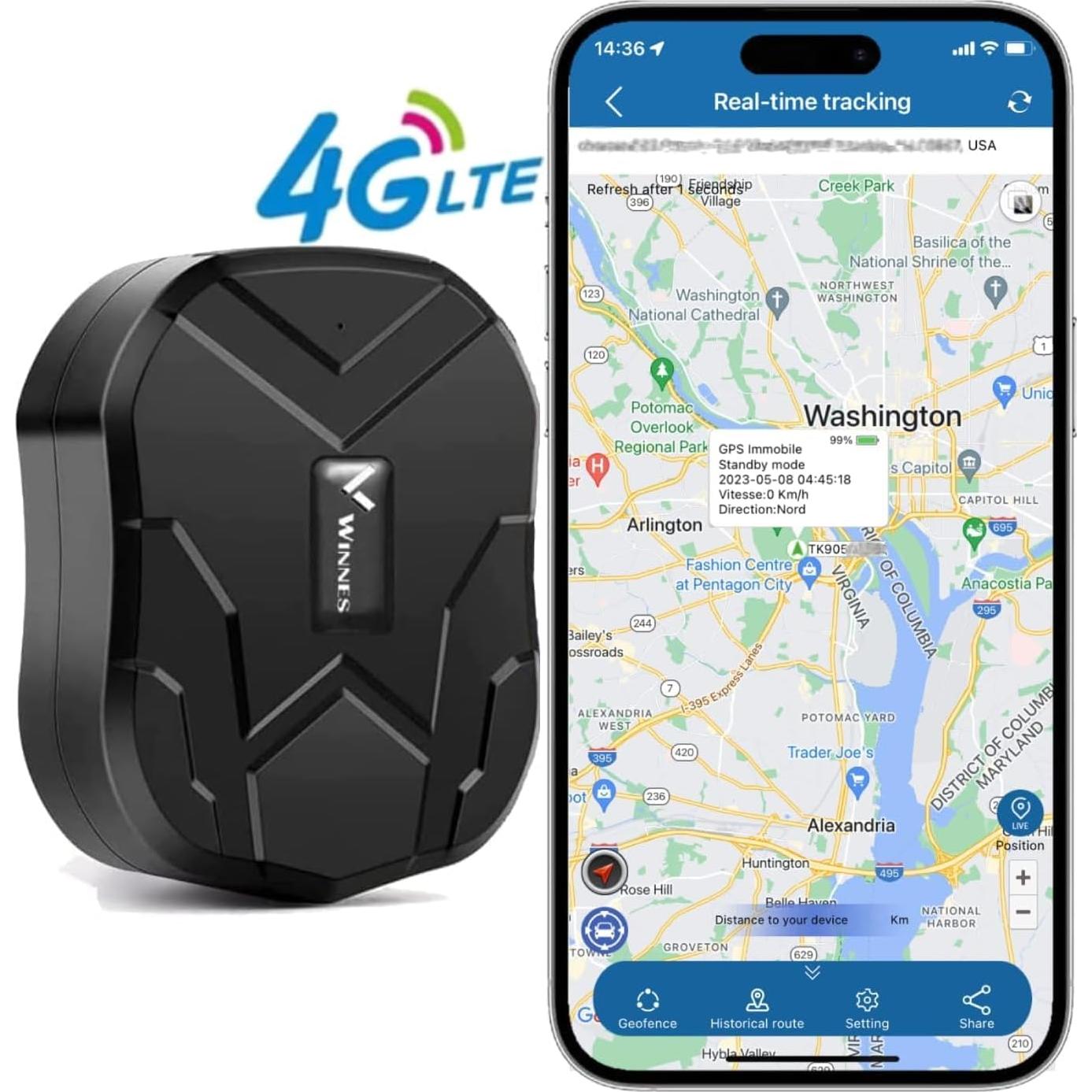 Rastreador GPS 4G Winnes TK905B Magnético Batería 10000mAh