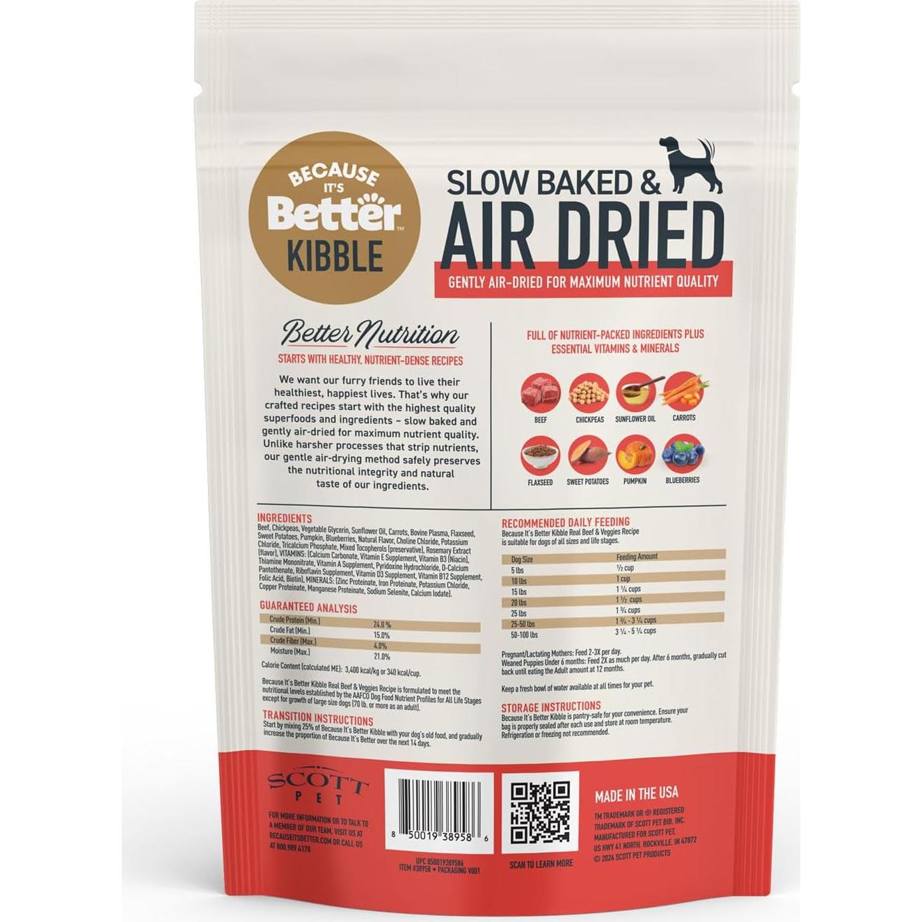 Comida para Perros Secada al Aire Porque es Mejor 0.45kg Carne de Res