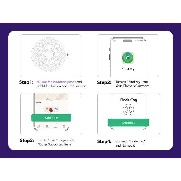 Rastreador Bluetooth FinderTag con Llavero y Batería CR2032