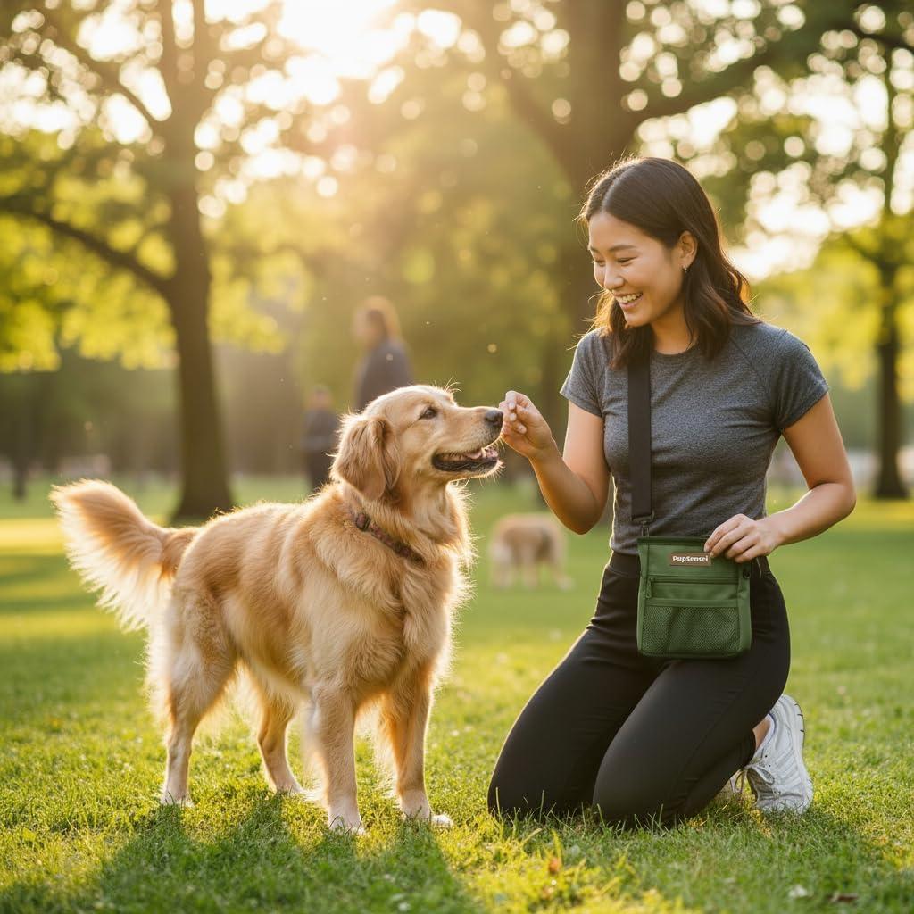Bolsa de golosinas para perros PupSensei, 0.71L, Verde militar