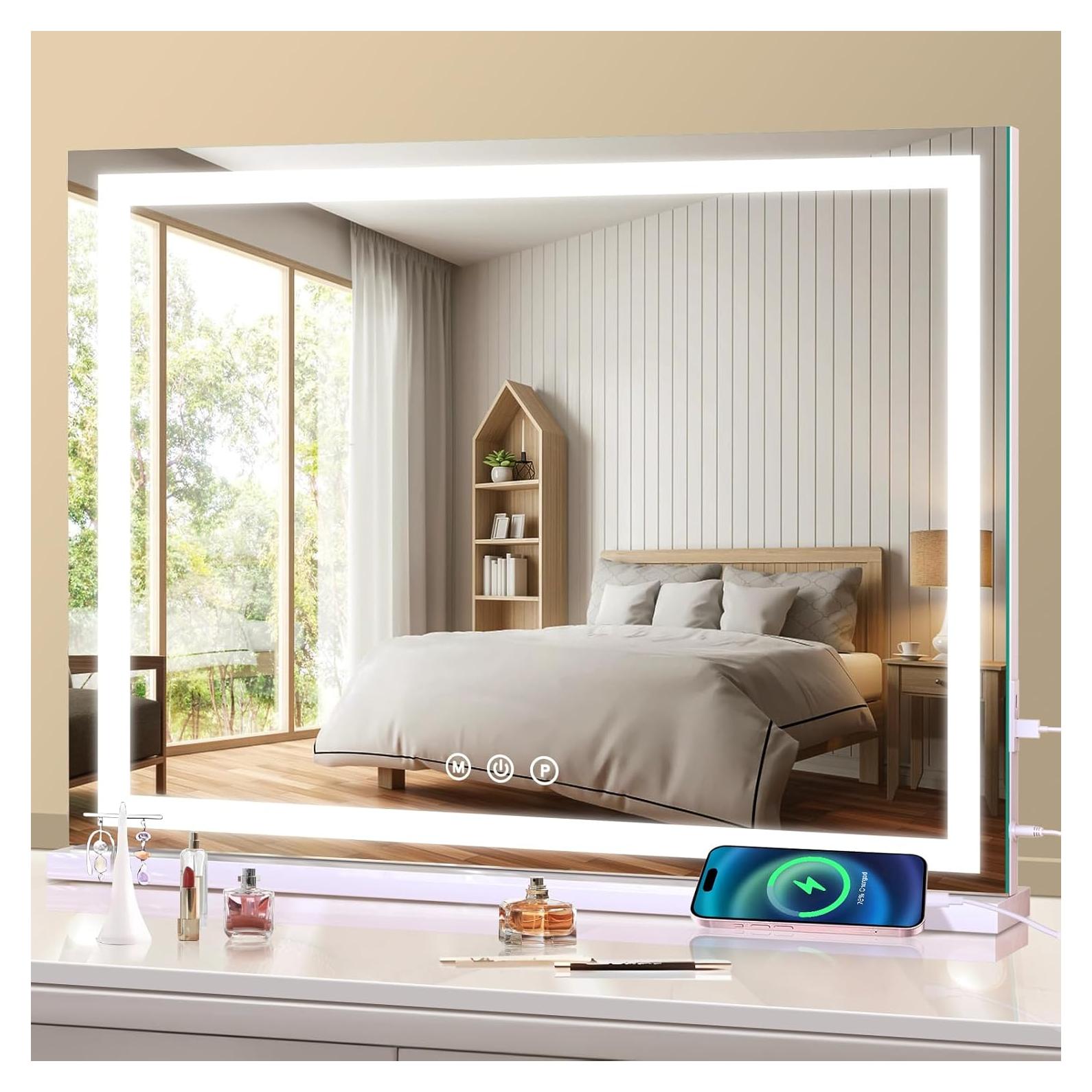 Espejo de tocador iluminado Halumao 48x58 cm con 3 luces