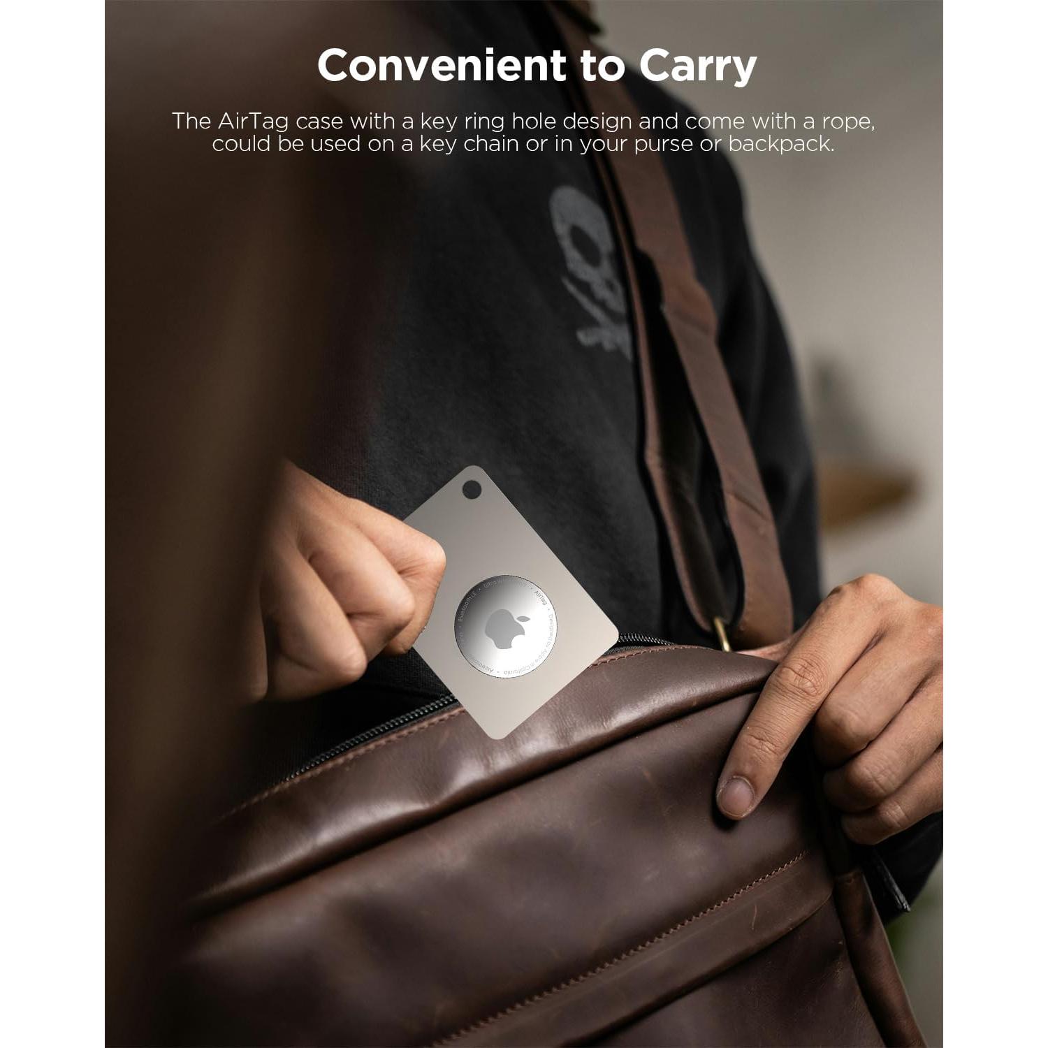 Soporte de Cartera Airtag Metal Rosa - Ultra Delgado 0.1 cm