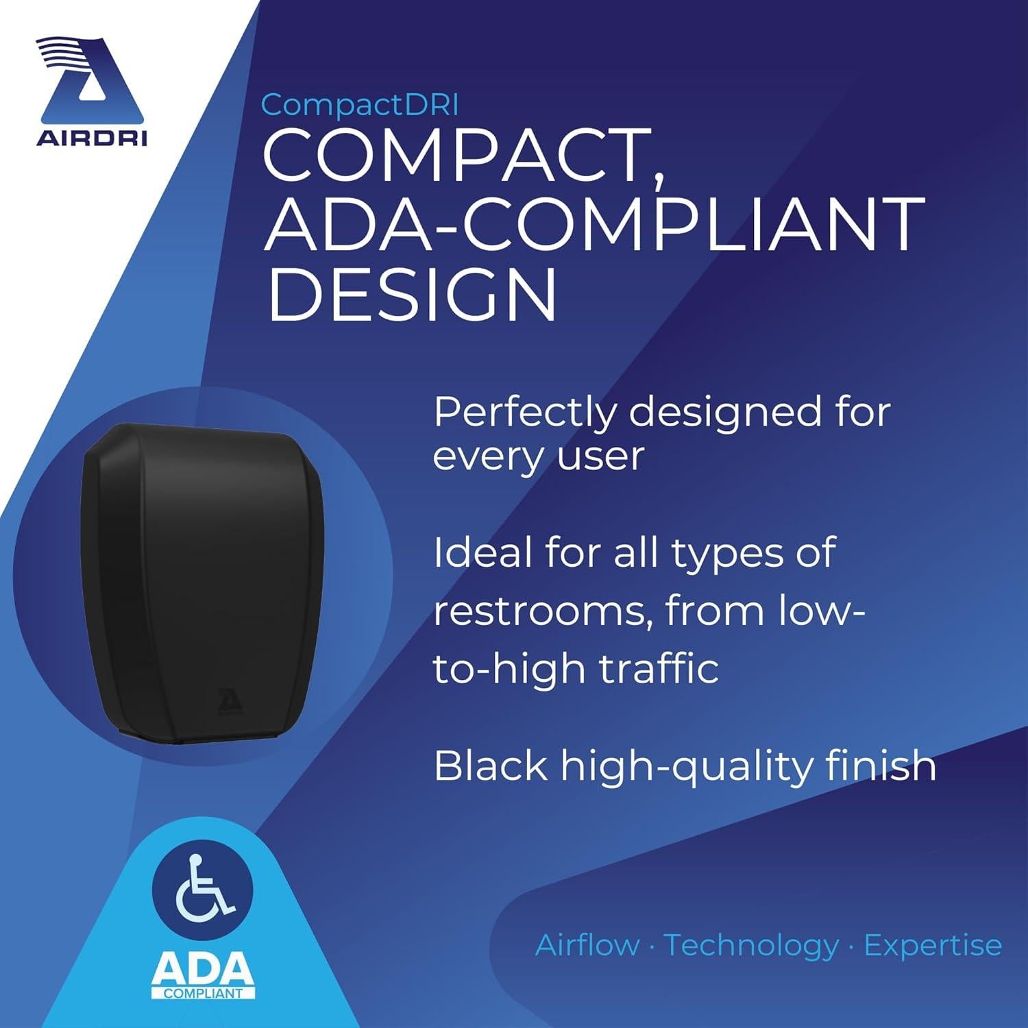 Secador de Manos Automático AIRDRI CompactDRI - 1.0kW - Negro