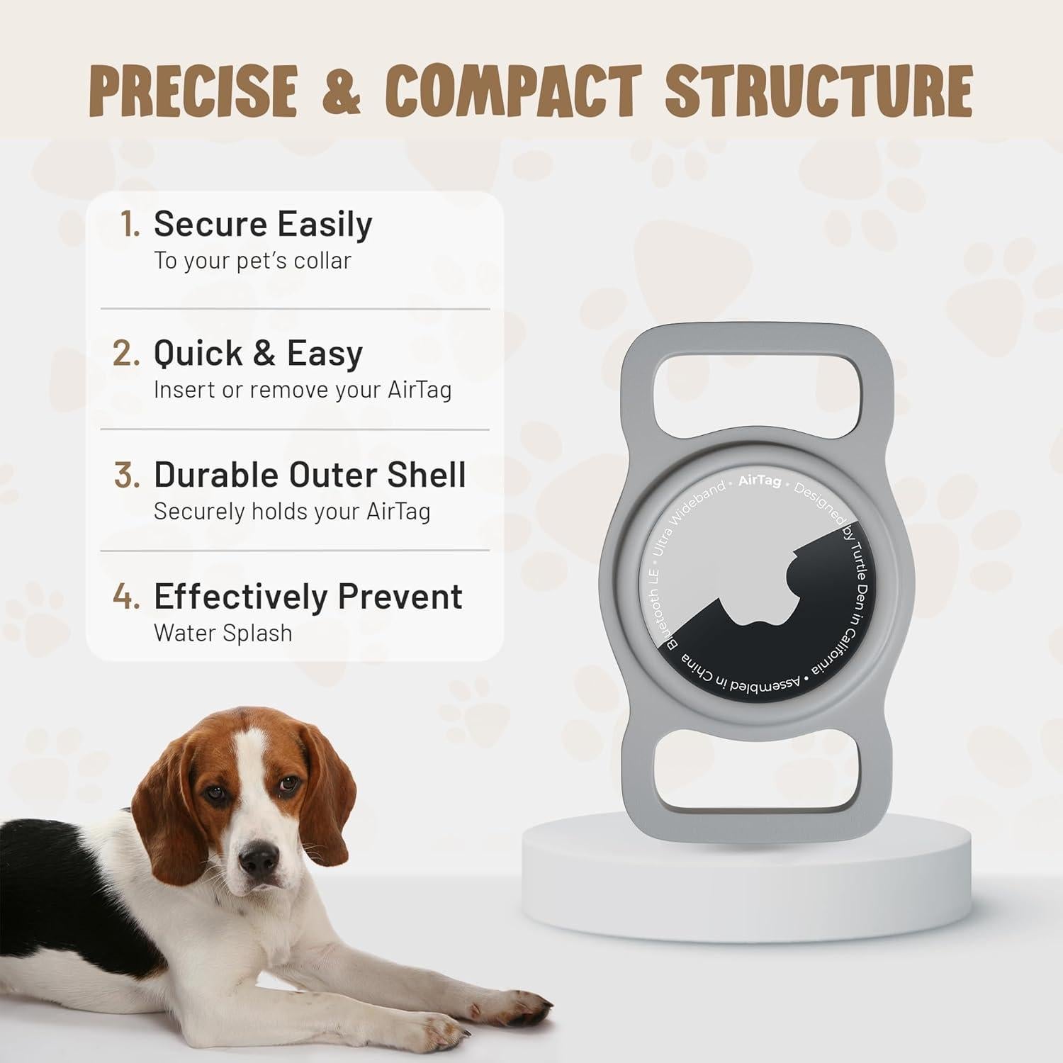 Soporte para Collar de Perro Turtle Den con AirTag - 2 Paquete