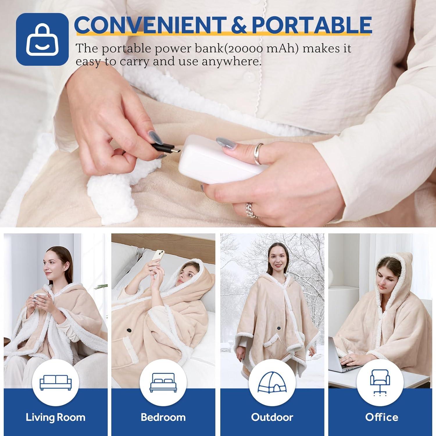 Manta Térmica Portátil Sealy Beige con Batería 20000mAh