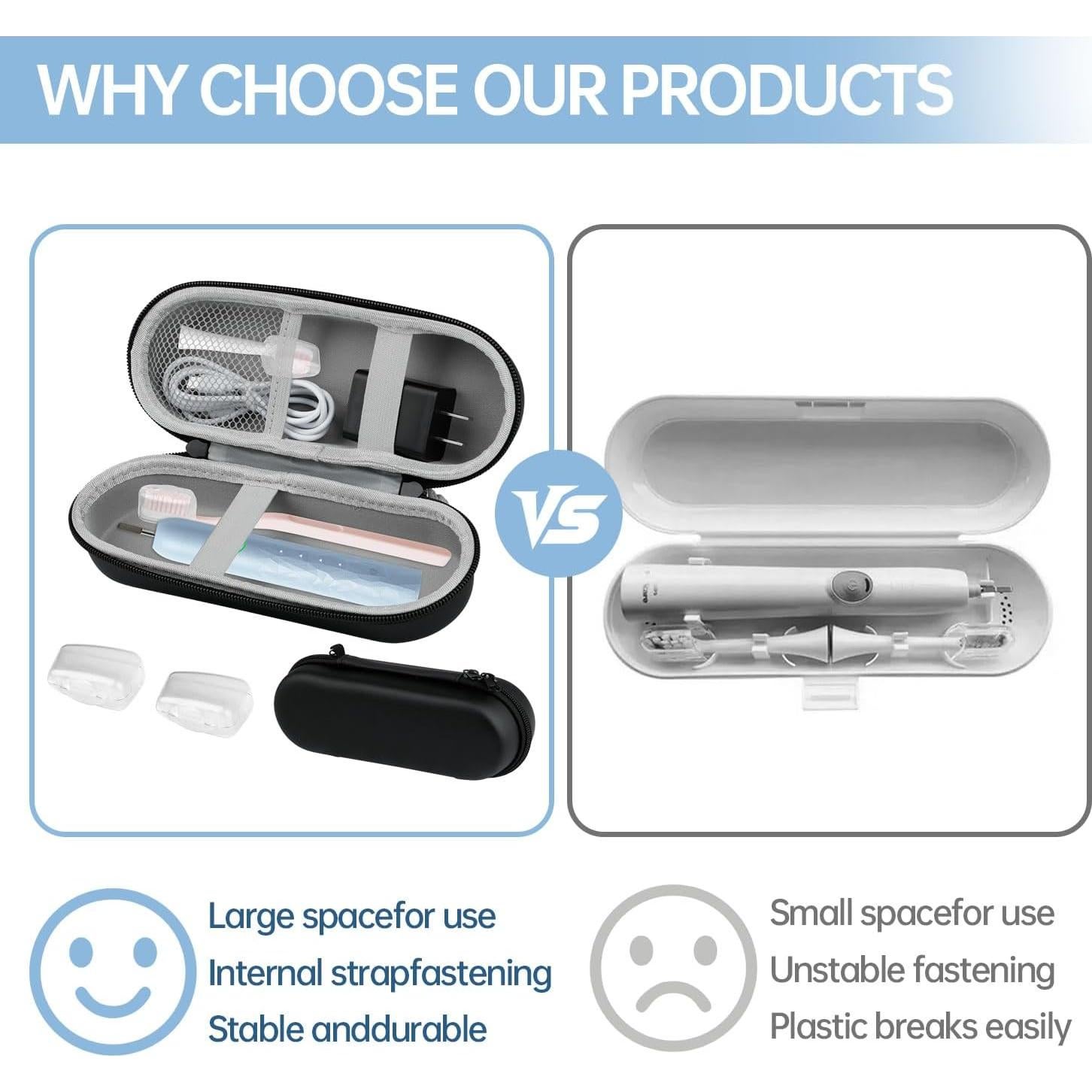 Estuche de viaje para cepillo de dientes Oral-B Pro 1000/1500/5000/7000/7500/6000/9600 - Bolsa dura portátil negra