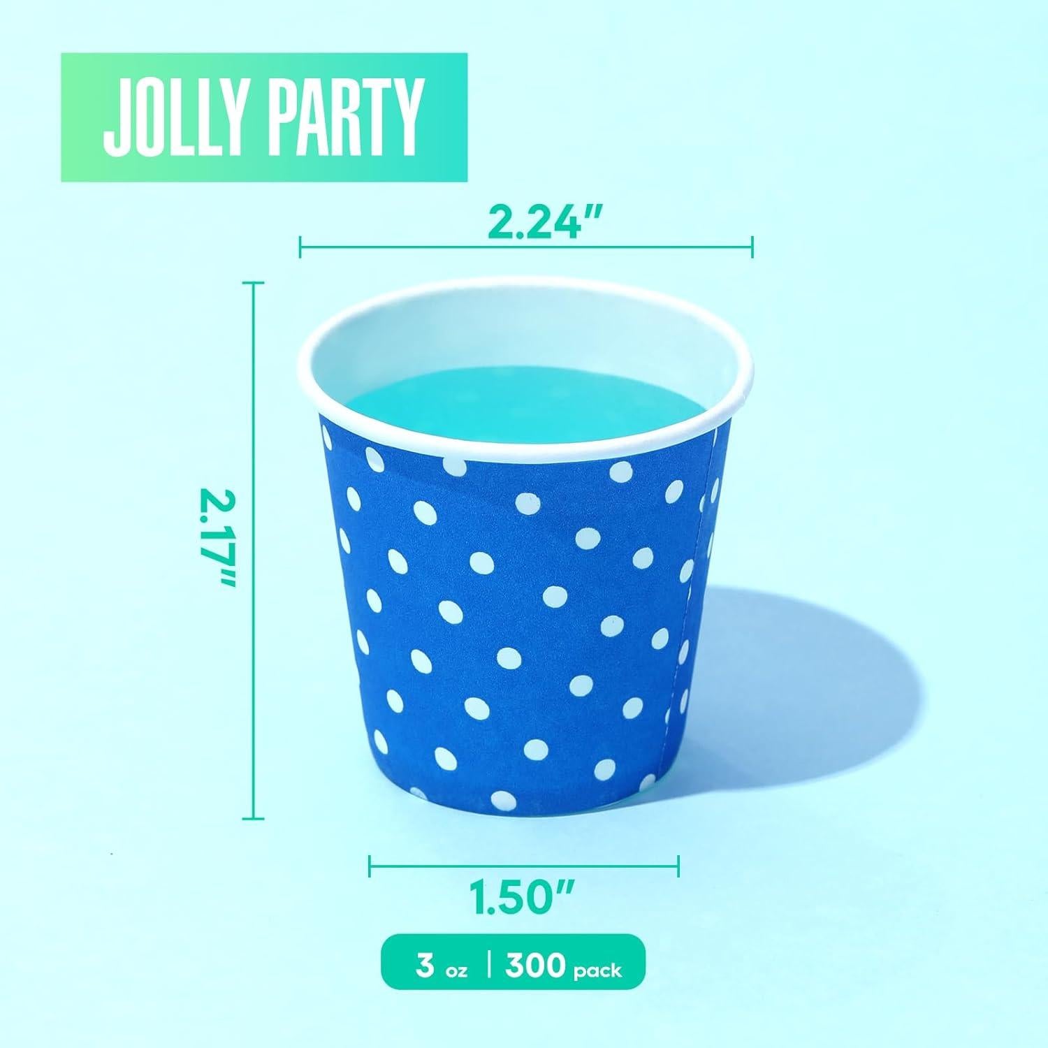 Vasos de Papel Desechables JOLLY PARTY 300 Unidades 90 ml