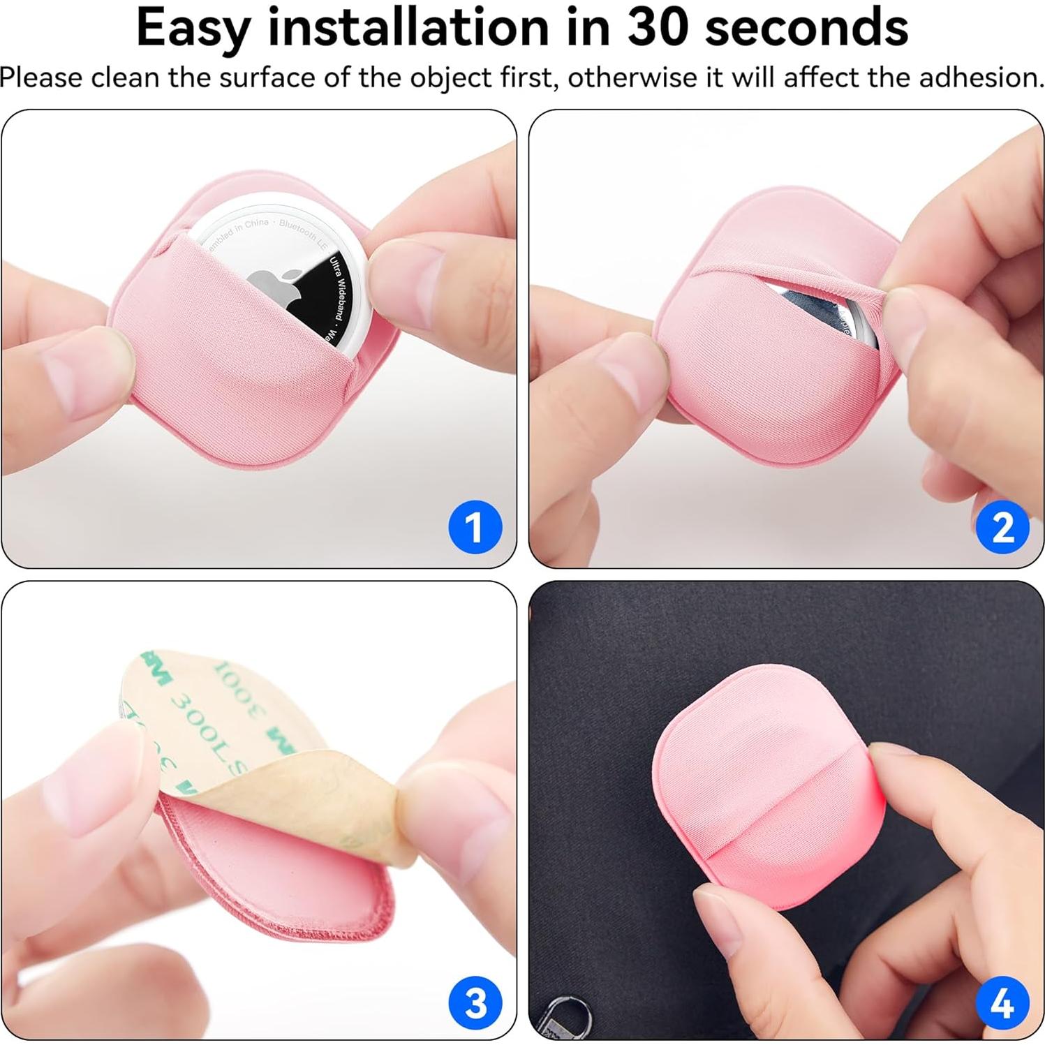 Funda Adhesiva Rosa para AirTag y Moto Tag - 2 Piezas