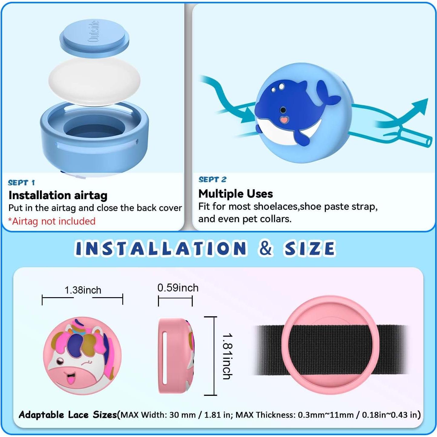 Soporte de Zapatos AirTag BIQIRE 4 Pack Silicona Impermeable