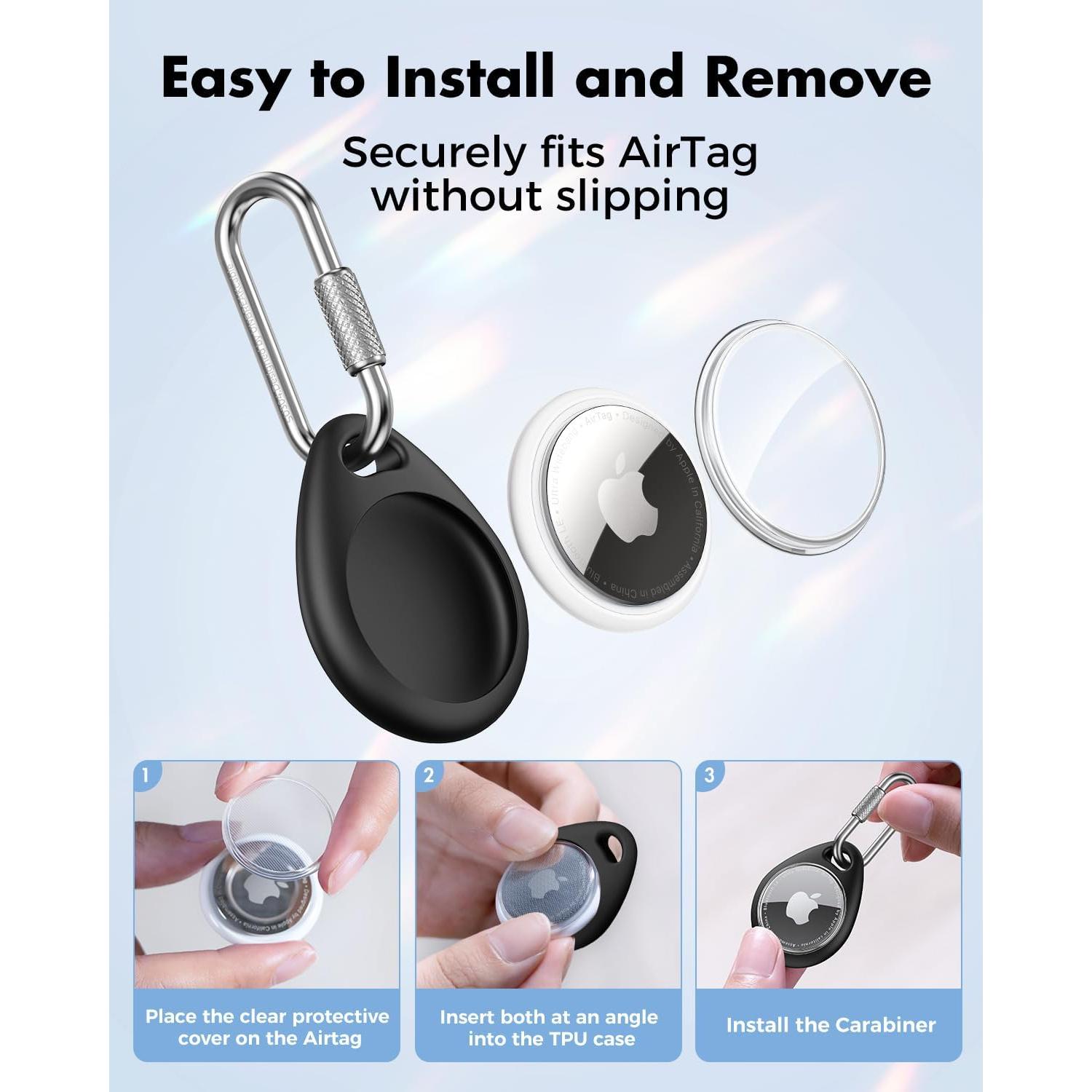 Soporte AirTag UNBREAKcable - 4 Fundas TPU Impermeables