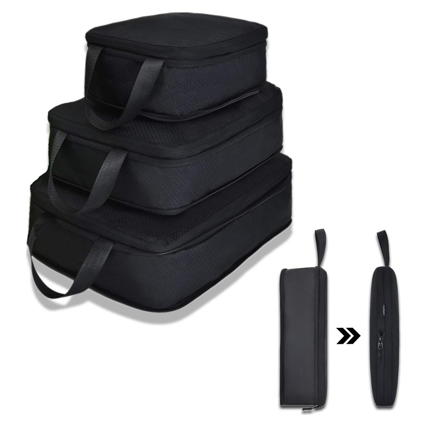 Cubos de Compresión YZAOLL 3 Set Negro para Viaje 39.6x29.2cm