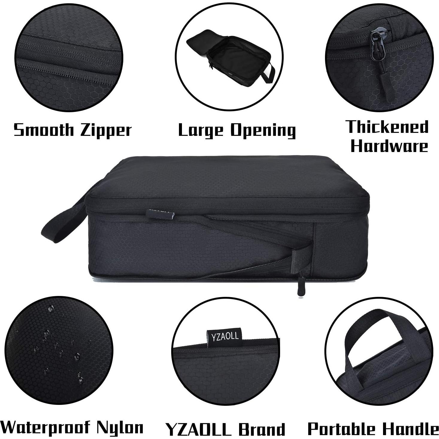 Cubos de Compresión YZAOLL 3 Set Negro para Viaje 39.6x29.2cm