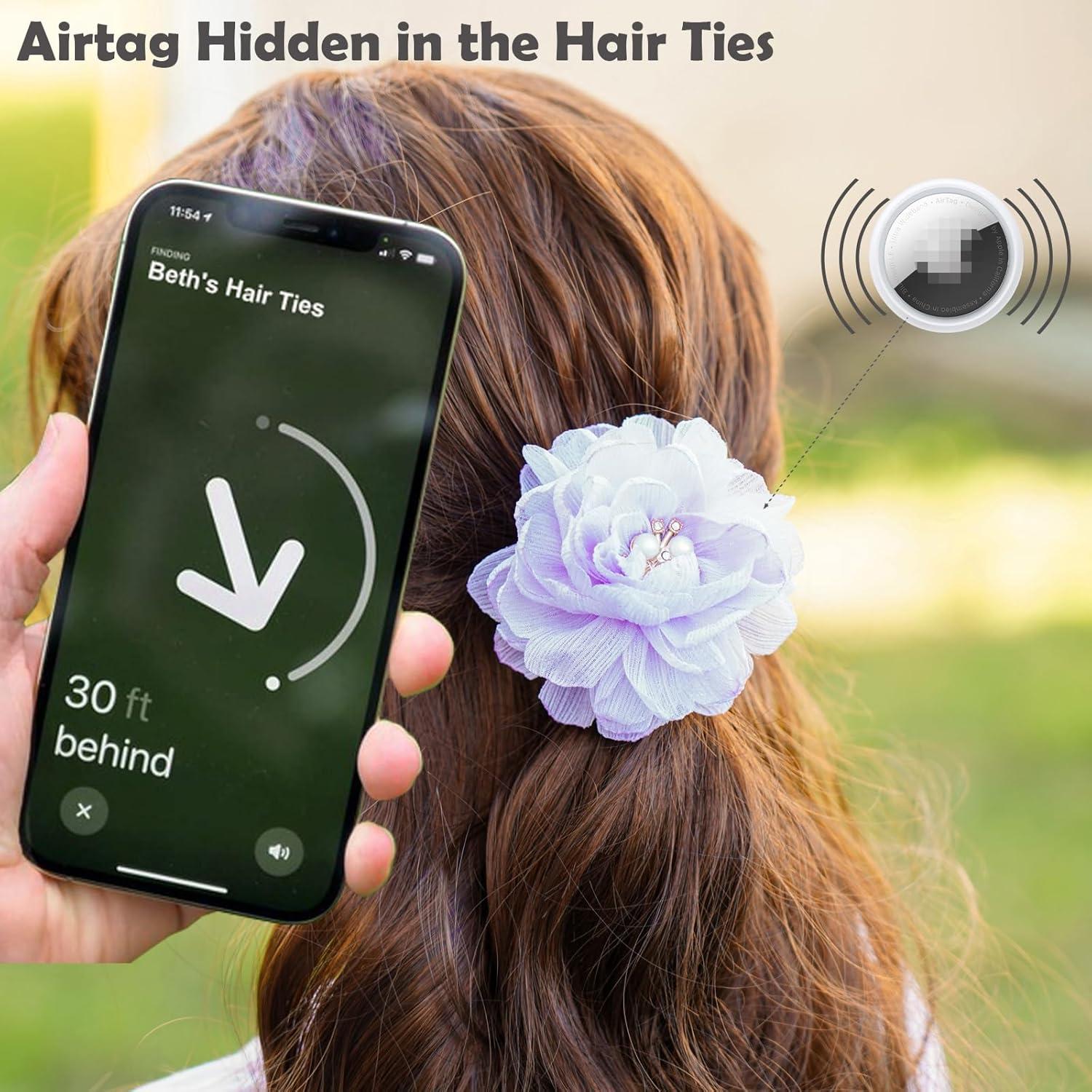 Sujeta Cabello para Niñas con Airtag - 2 Piezas Rosa Floral