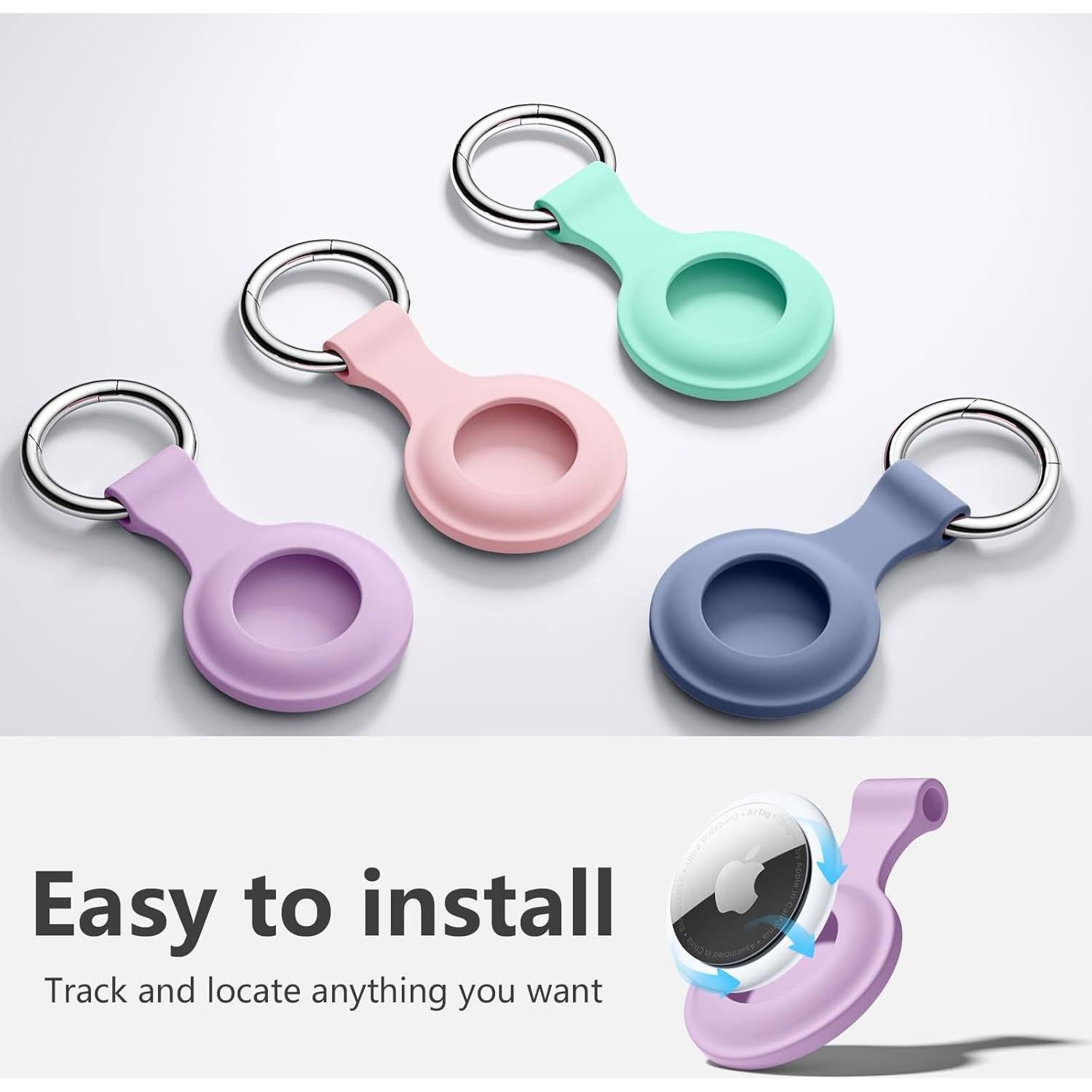 Funda de Silicona Grabada Lerobo para AirTag - 4 Unidades