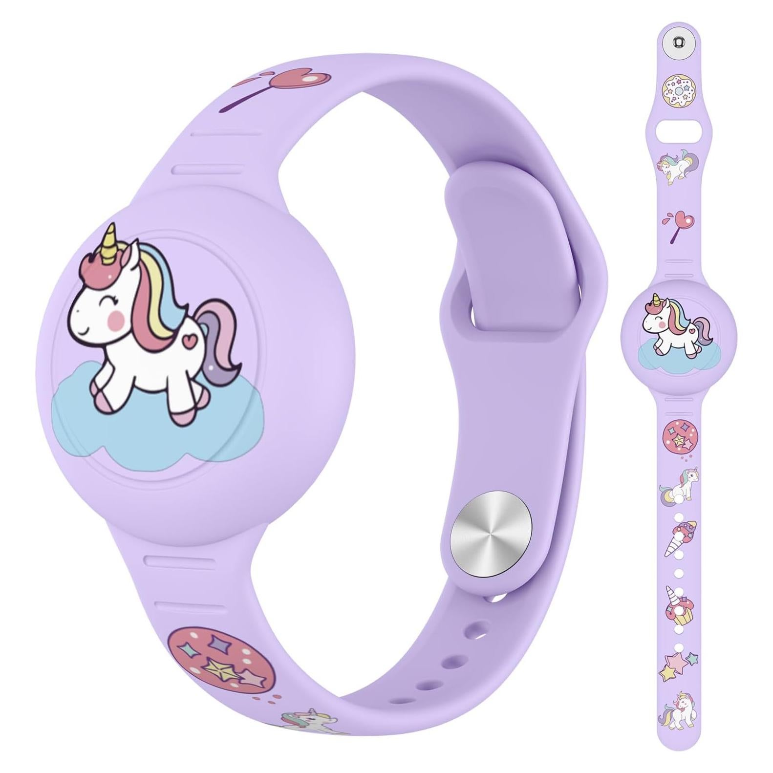Pulsera Impermeable para AirTag Niños Vanjua Púrpura Unicornio