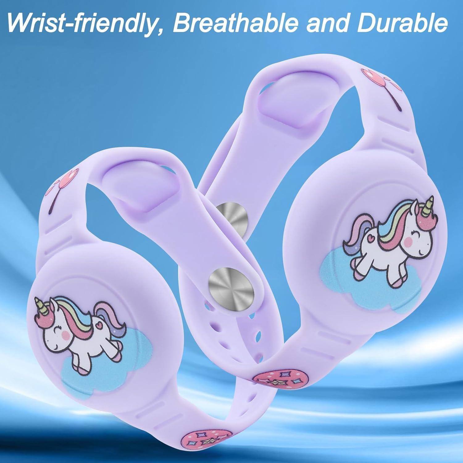 Pulsera Impermeable para AirTag Niños Vanjua Púrpura Unicornio