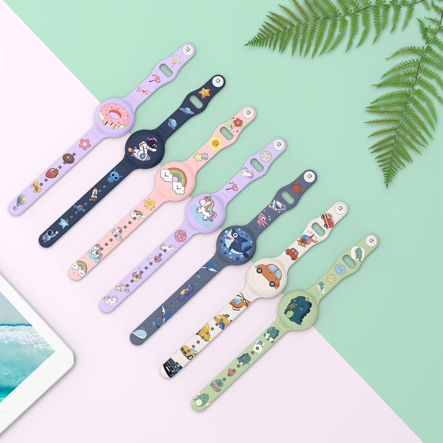 Pulsera Impermeable para AirTag Niños Vanjua Púrpura Unicornio