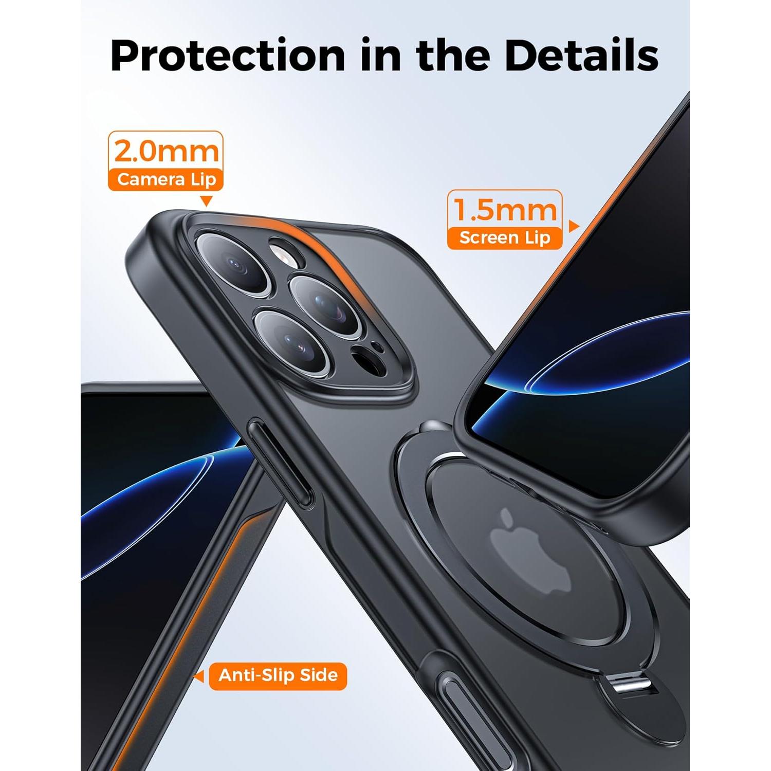 Funda Magnética Giratoria 360° para iPhone 16 Pro - Negro