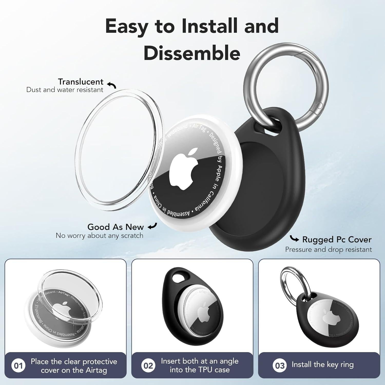 4 Fundas Ultra-Finas Natyos para Apple AirTag - Impermeables