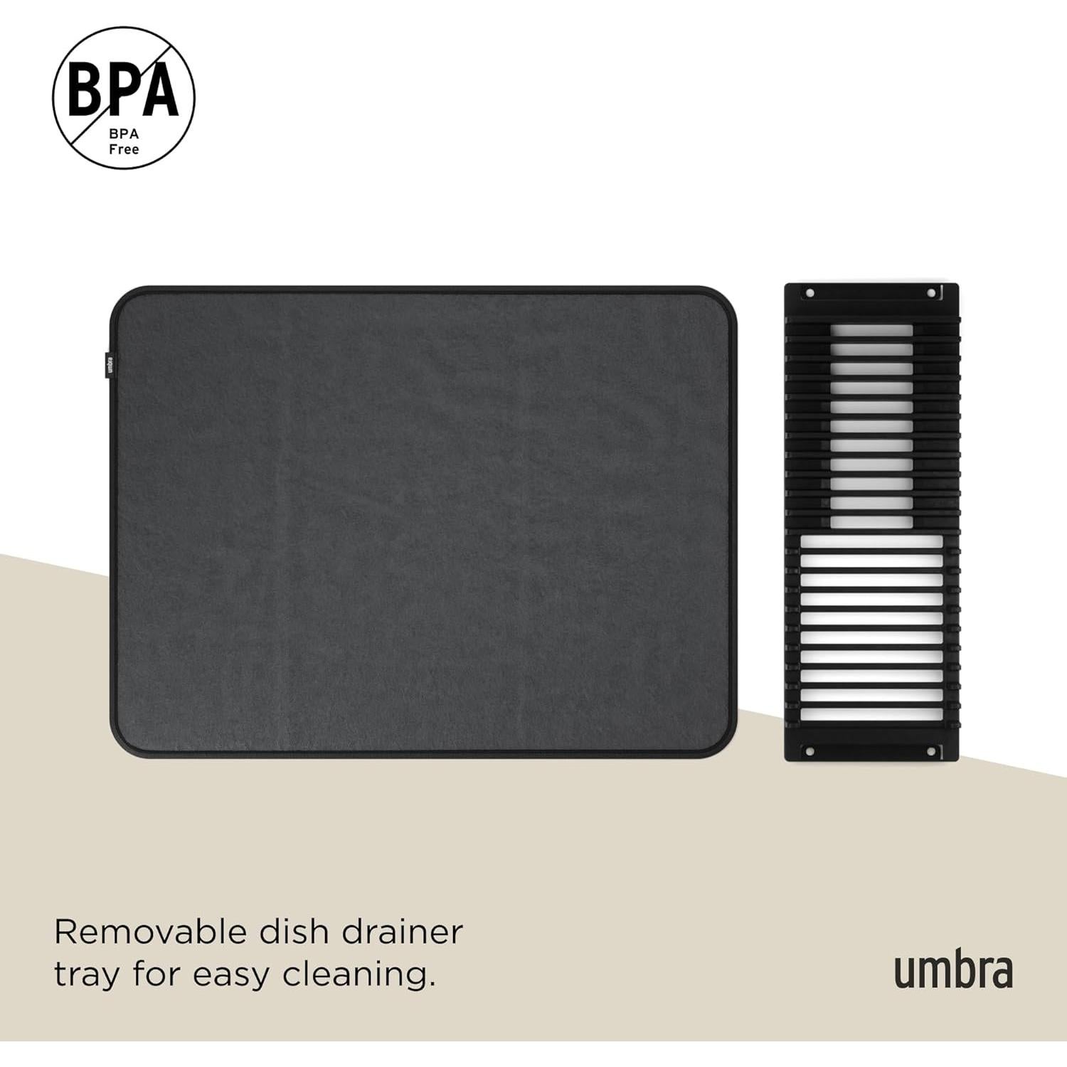 Escurridor de Platos y Alfombrilla Umbra Udry Negro 60x46 cm