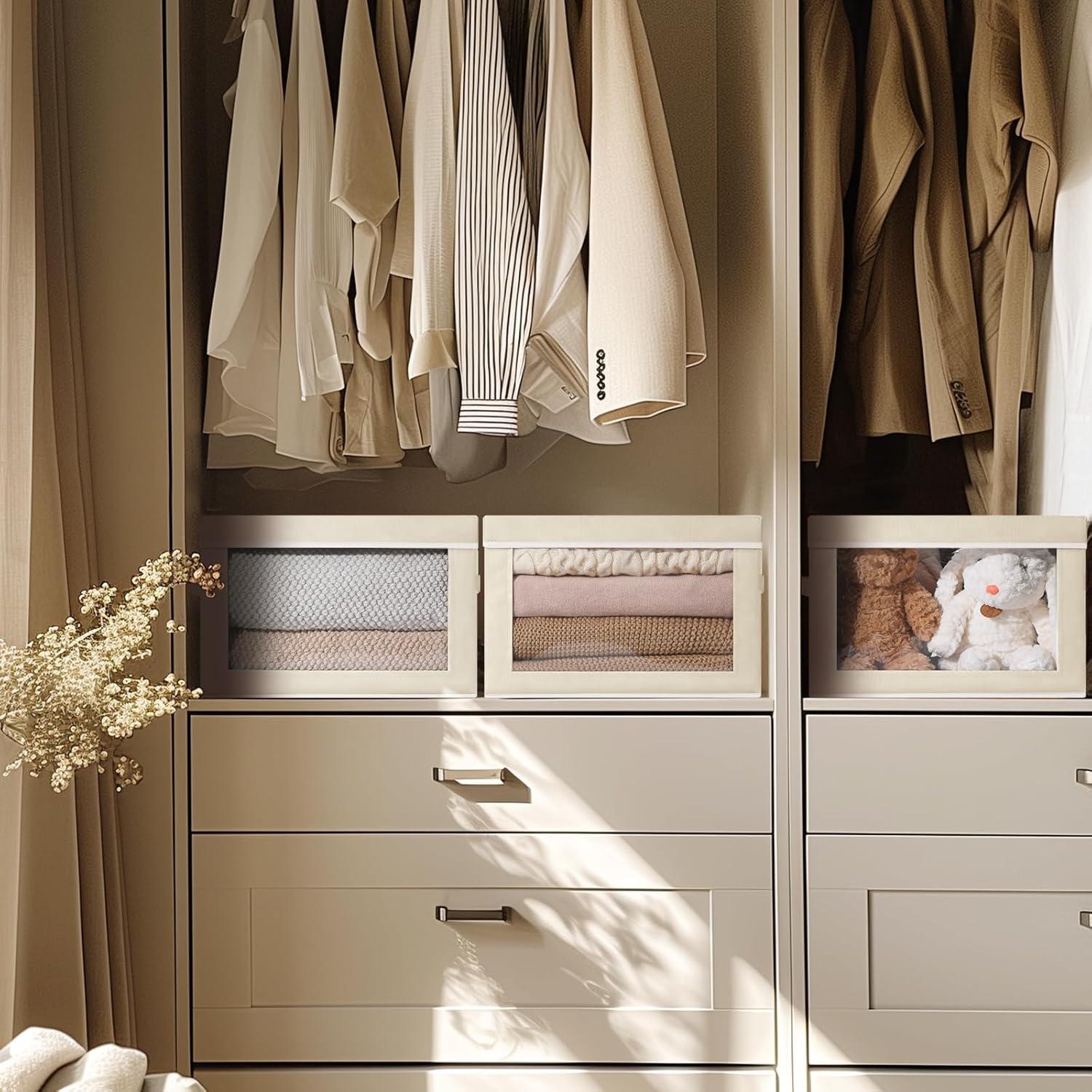 Cajas de Almacenamiento Homsorout 4 Piezas Tela Beige 24L