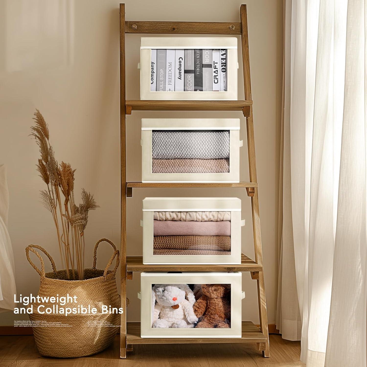 Cajas de Almacenamiento Homsorout 4 Piezas Tela Beige 24L