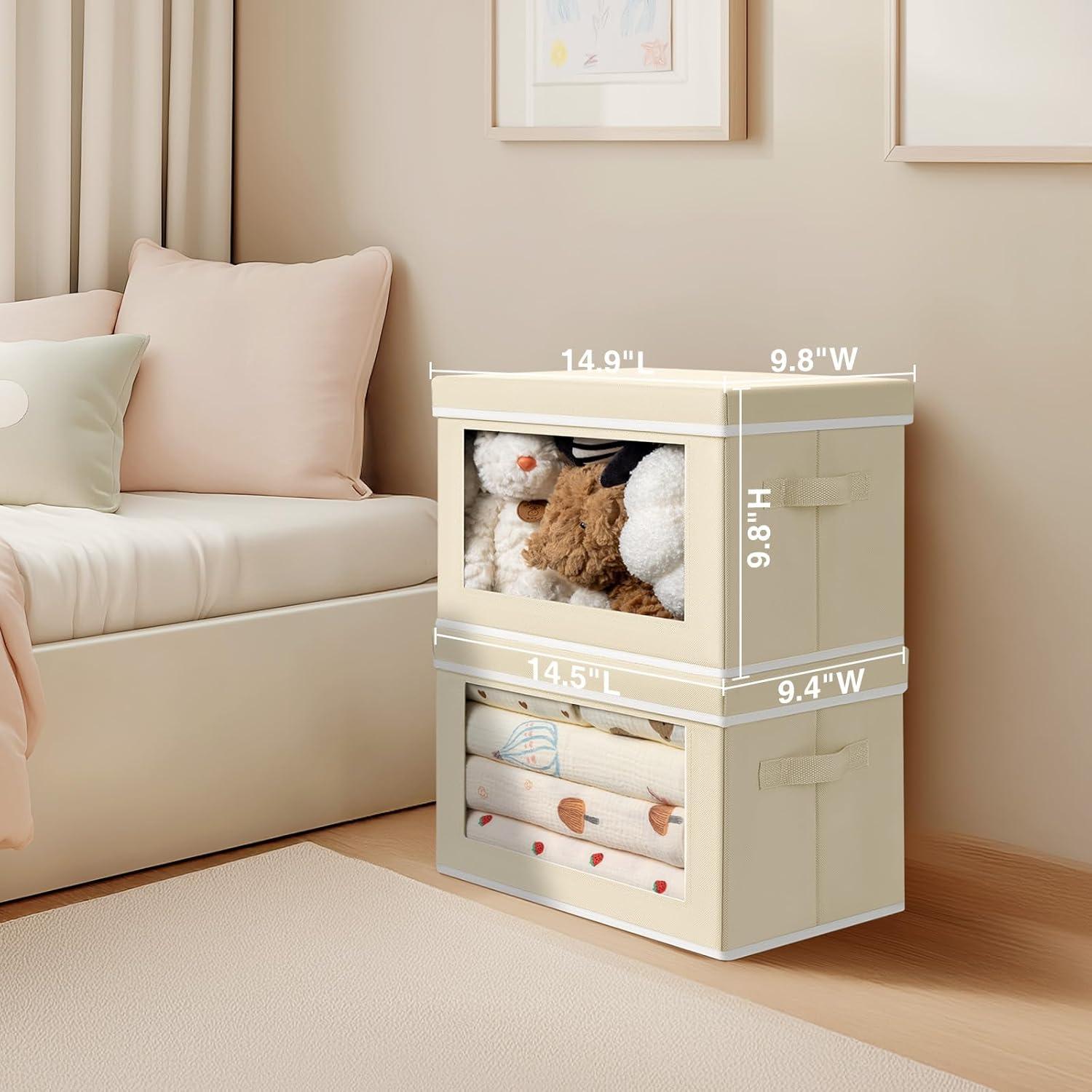 Cajas de Almacenamiento Homsorout 4 Piezas Tela Beige 24L