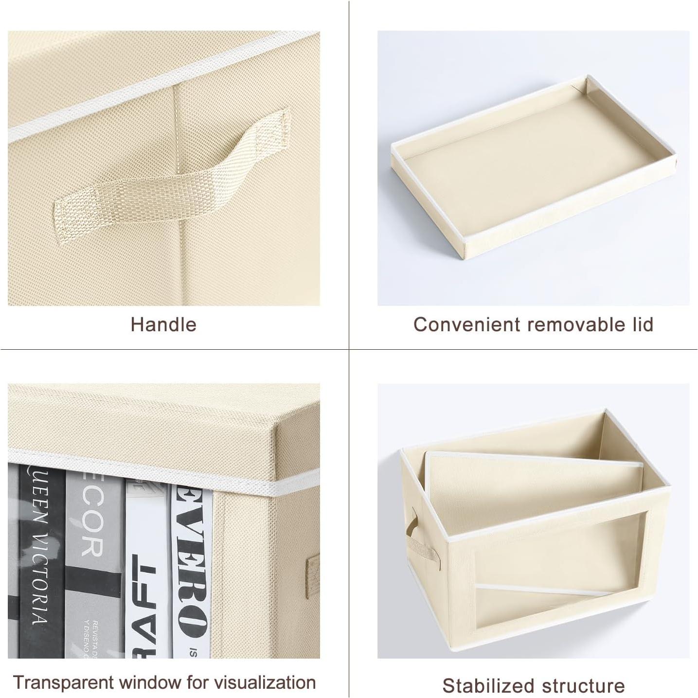 Cajas de Almacenamiento Homsorout 4 Piezas Tela Beige 24L