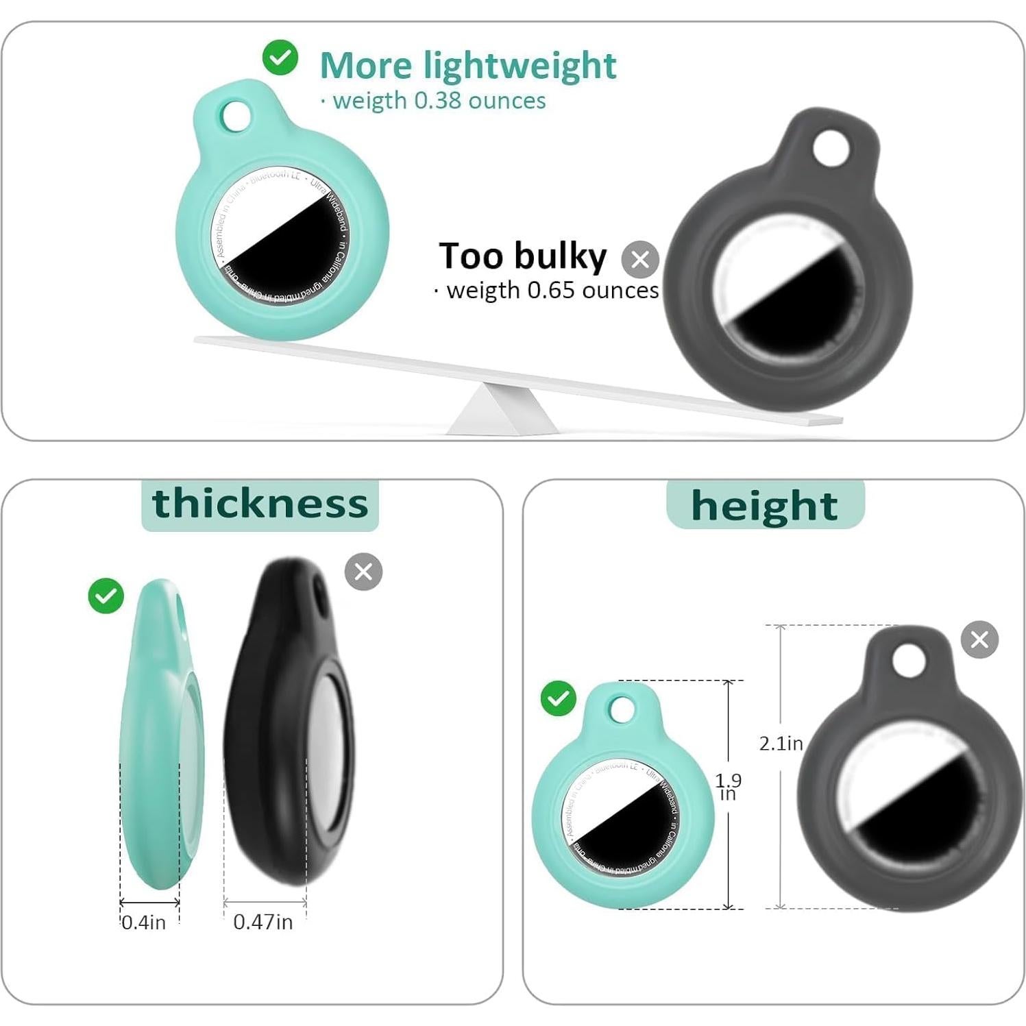 Funda Impermeable YOKRWO para AirTag con Llavero Blanco