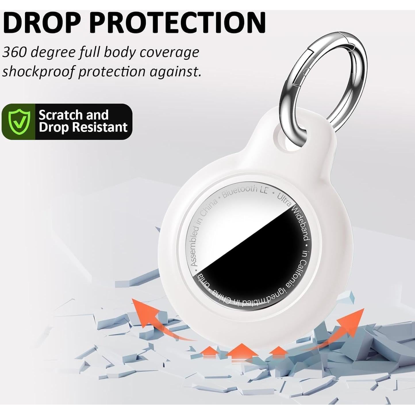 Funda Impermeable YOKRWO para AirTag con Llavero Blanco