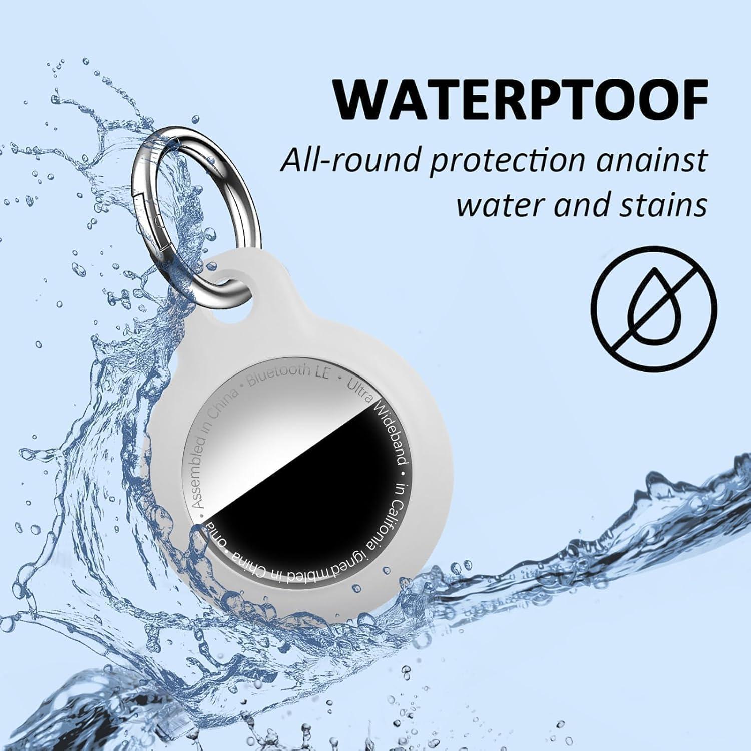 Funda Impermeable YOKRWO para AirTag con Llavero Blanco