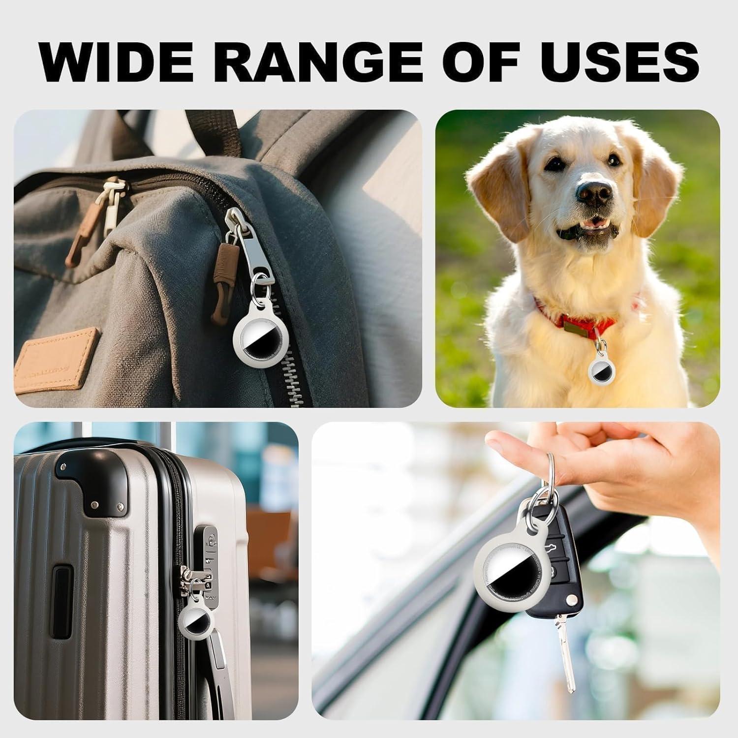 Funda Impermeable YOKRWO para AirTag con Llavero Blanco