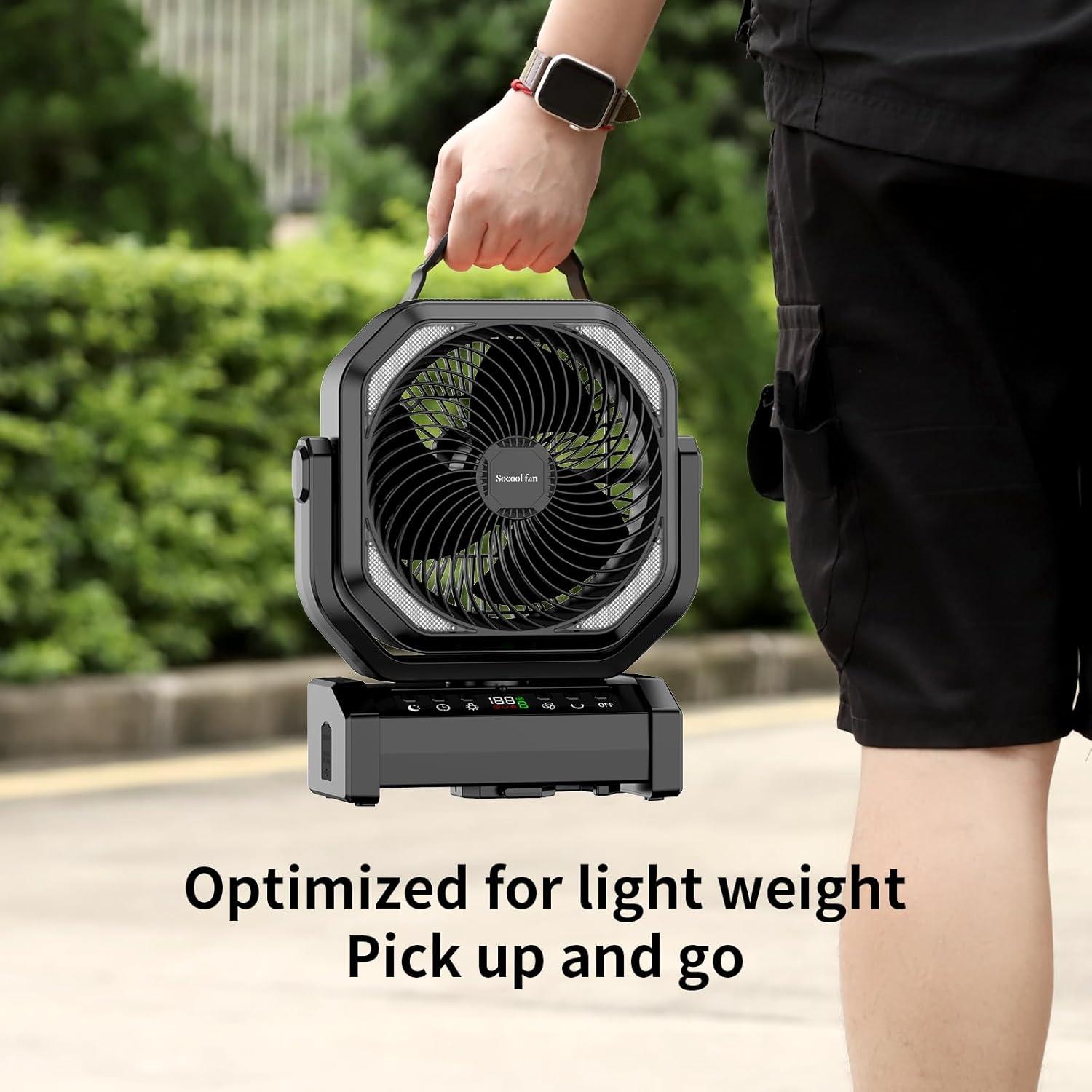 Ventilador de Camping Socool D22 con Luz LED 20000mAh