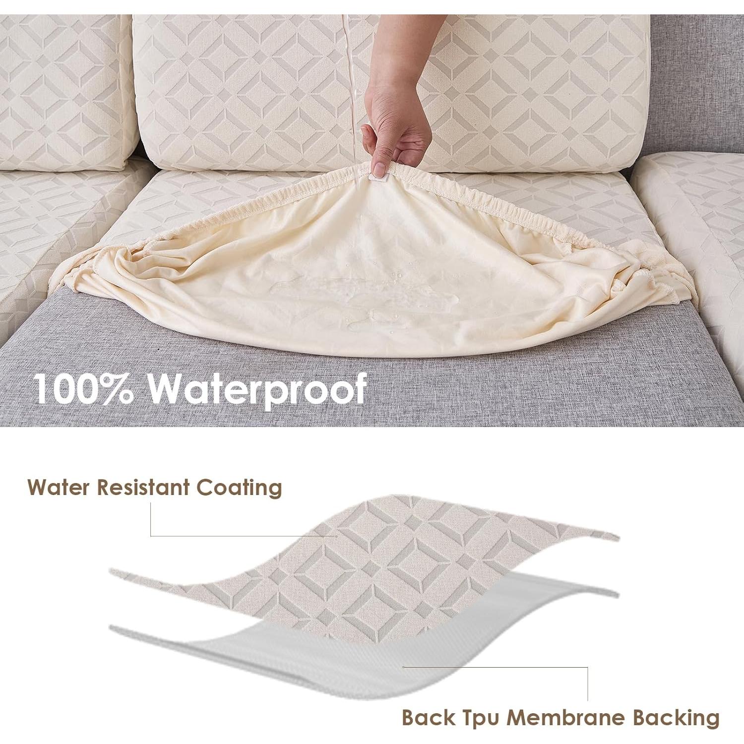 Cubierta de cojín de sofá Genina 1 asiento beige impermeable