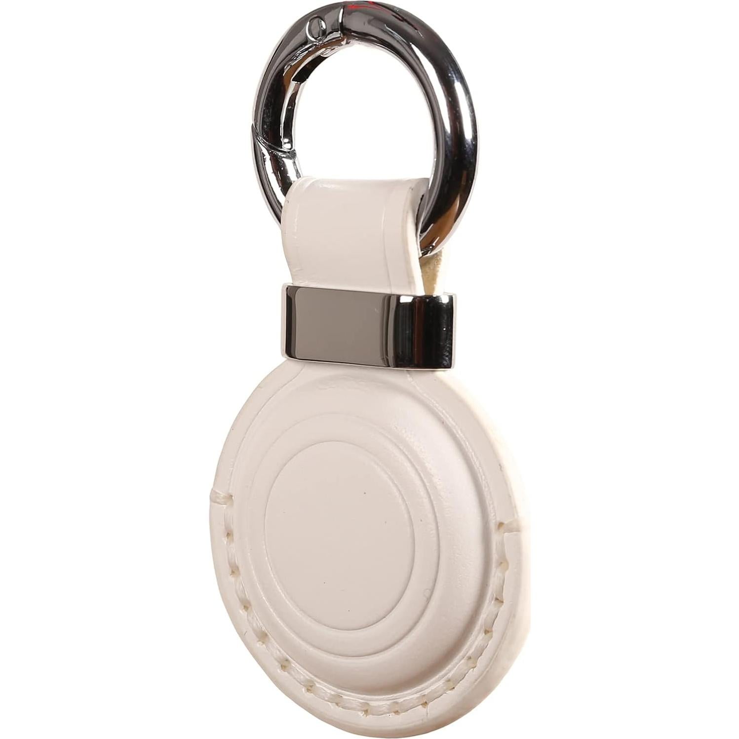 Soporte de Llave de Cuero Genuino KEEPXYZ para Airtag - Blanco