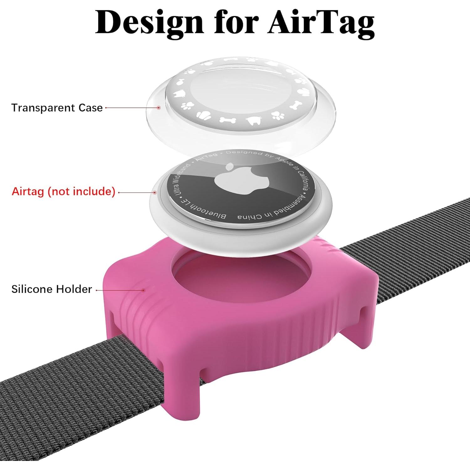 Soporte para AirTag de Perro WhoseID - Silicona Rosa Ajustable