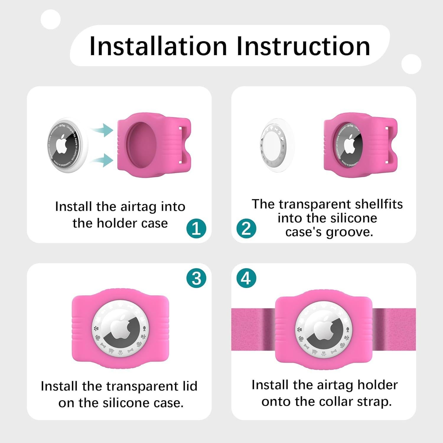 Soporte para AirTag de Perro WhoseID - Silicona Rosa Ajustable