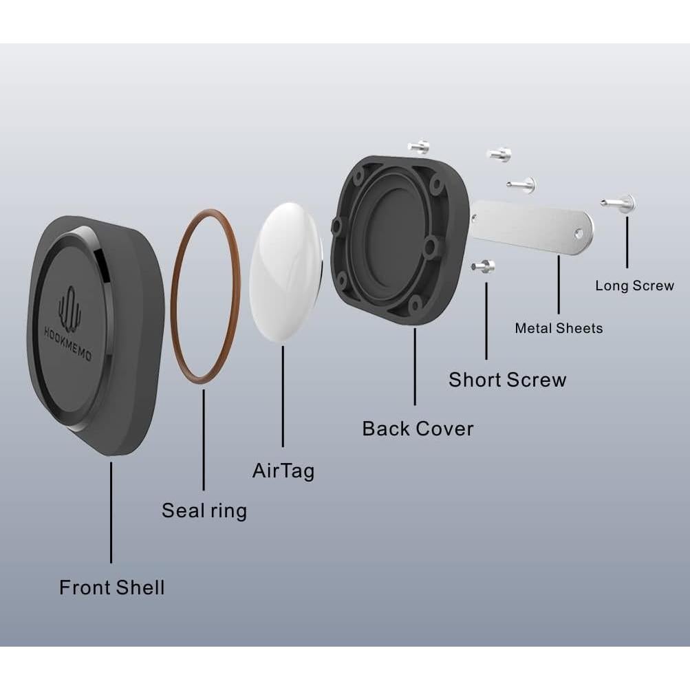 Funda impermeable para AirTag HOOKMEMO - 2 Paquete Negro