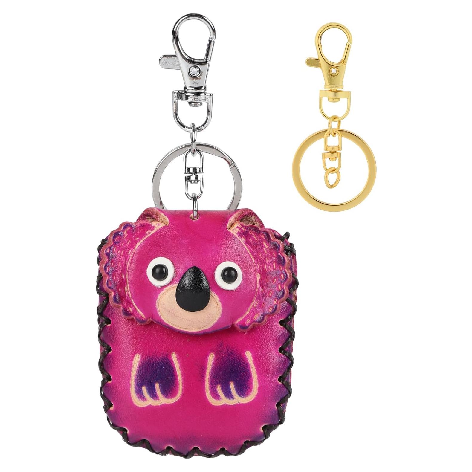 Soporte de Cuero Vintage ZZBBFDJY para AirTag Koala Rojo Rosa