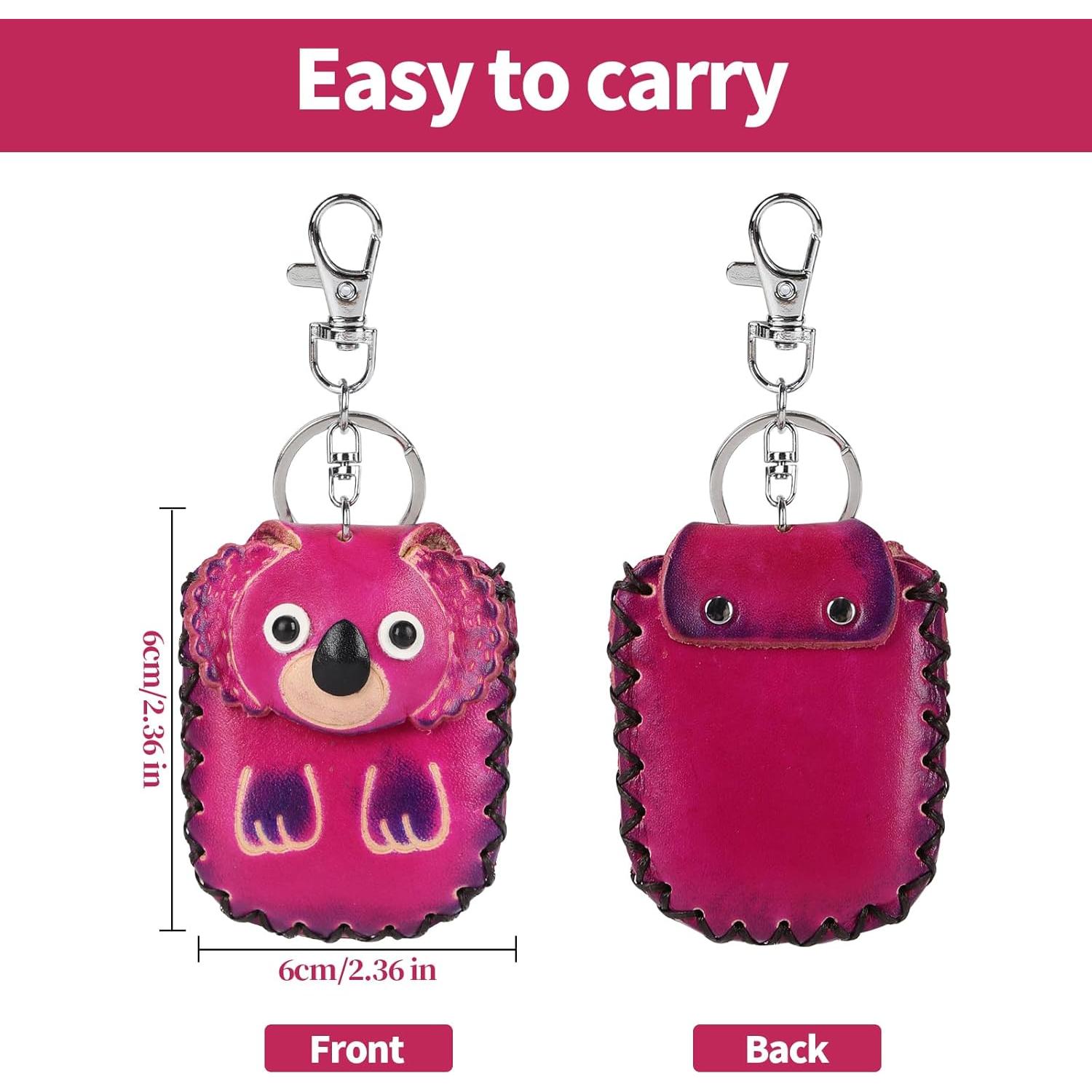 Soporte de Cuero Vintage ZZBBFDJY para AirTag Koala Rojo Rosa