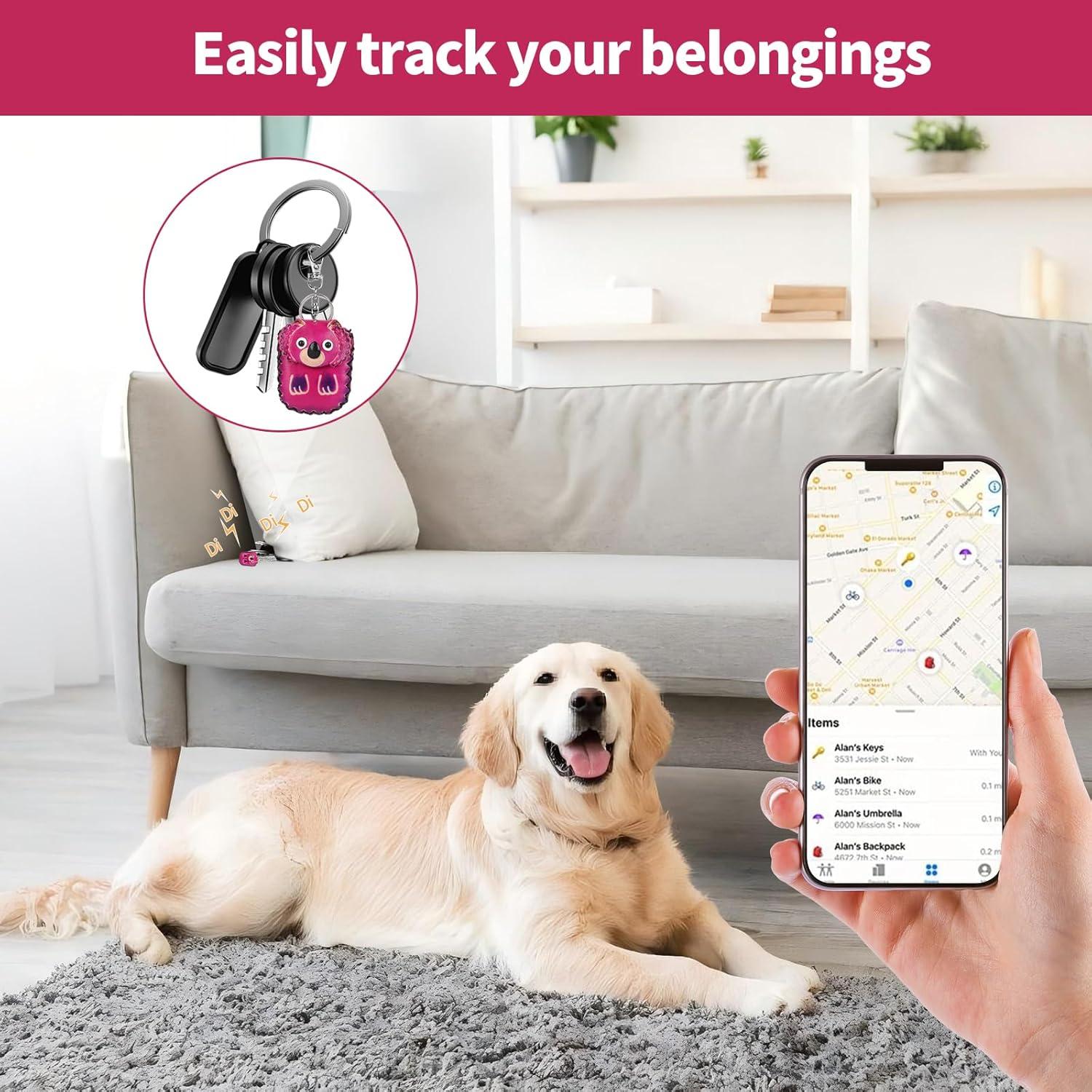 Soporte de Cuero Vintage ZZBBFDJY para AirTag Koala Rojo Rosa