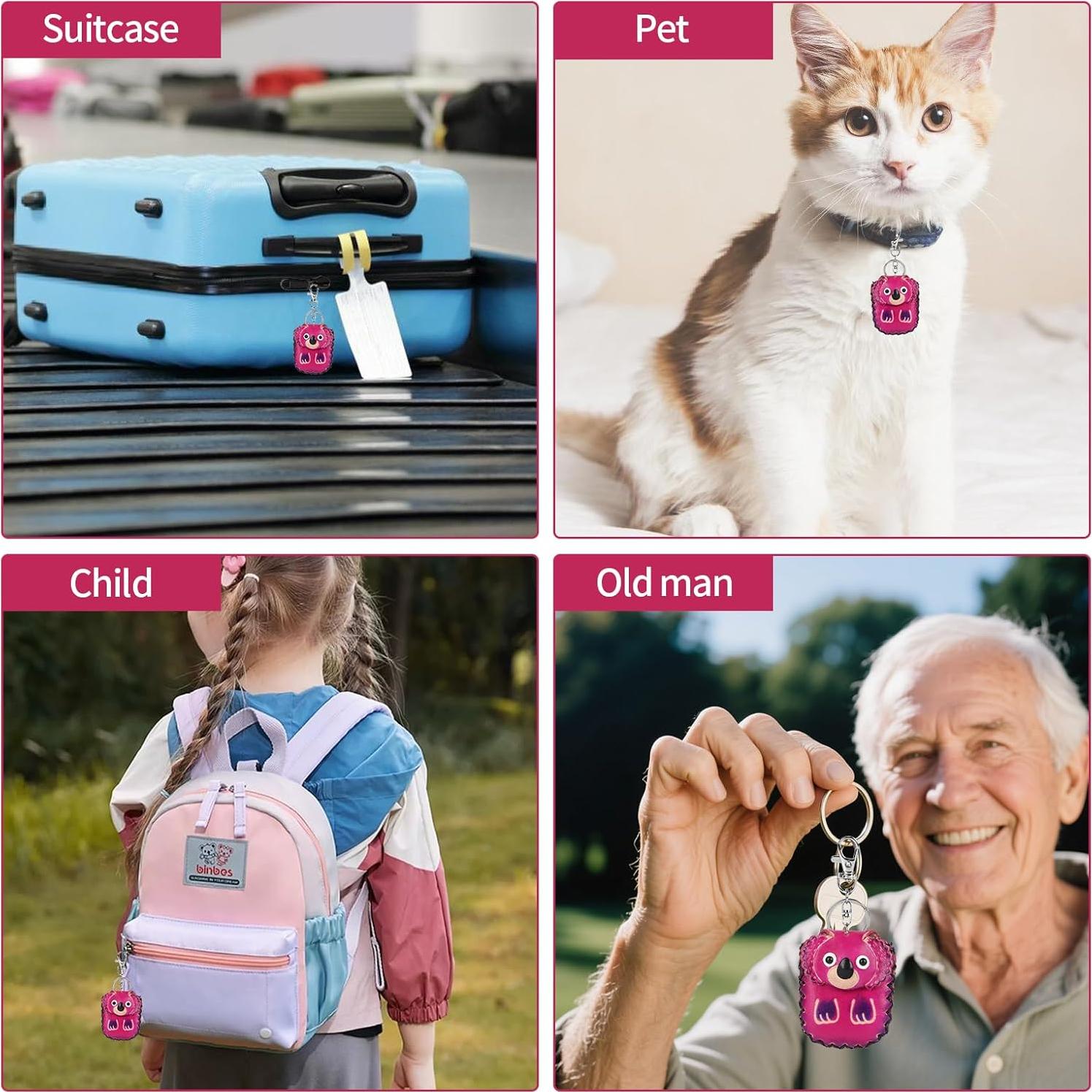 Soporte de Cuero Vintage ZZBBFDJY para AirTag Koala Rojo Rosa