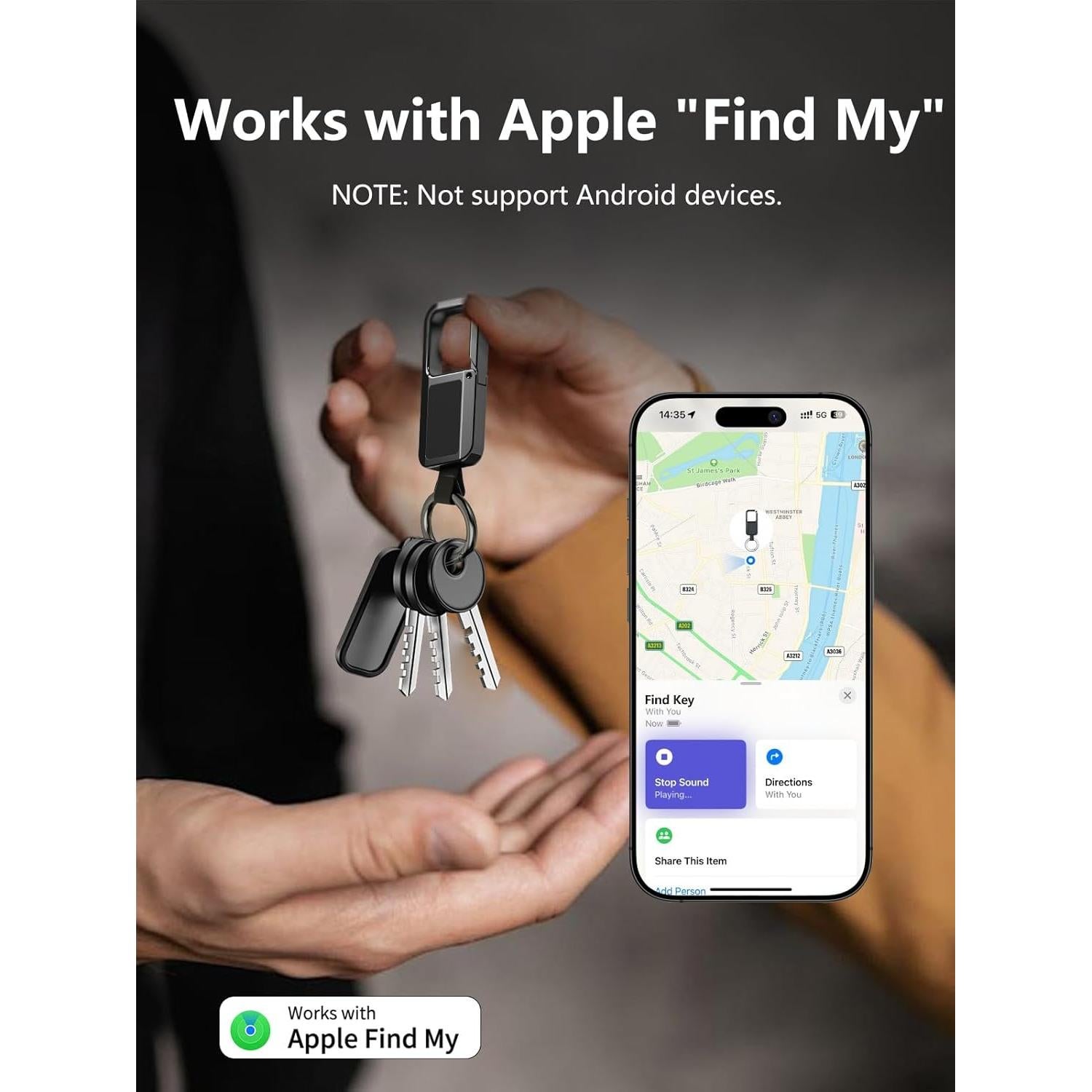 Etiqueta de Rastreo Llavero Lmrbelec con Apple Find My - Negro