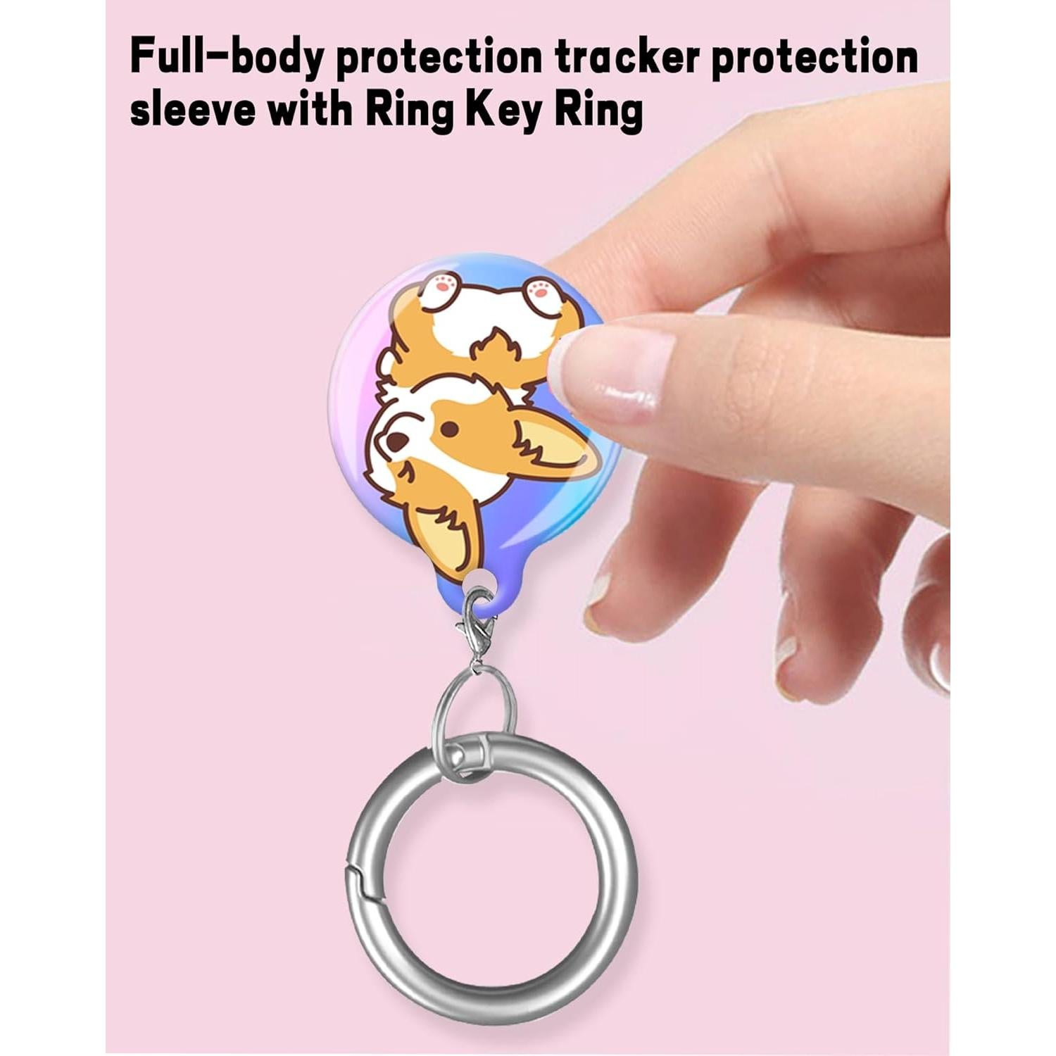 Estuche para AirTag ZEKICE con diseño Perro Corgi Bonito