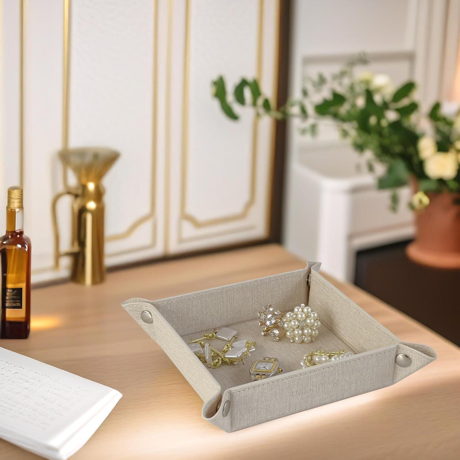 Bandeja de Joyería UnionBasic Beige, Organizador de Escritorio 22.23 cm