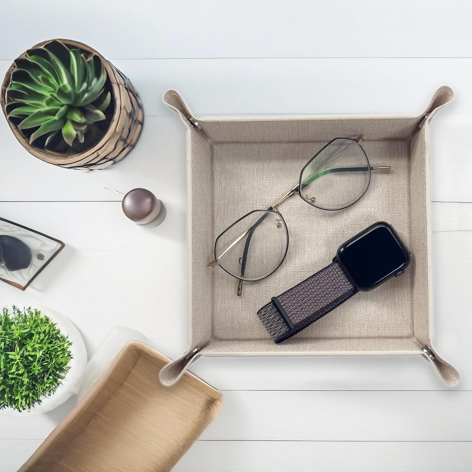 Bandeja de Joyería UnionBasic Beige, Organizador de Escritorio 22.23 cm