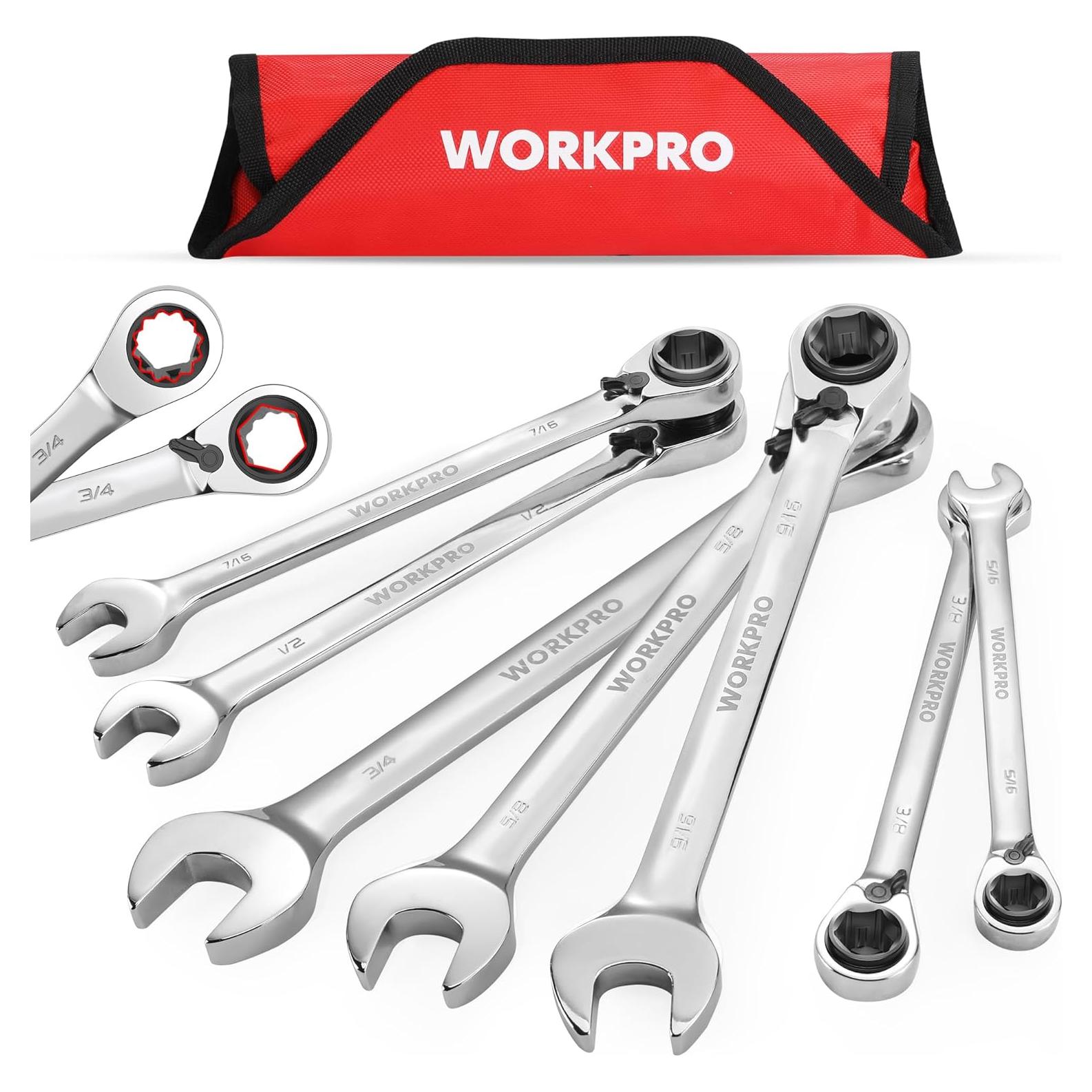 Set de Llaves de Vaso Reversible WORKPRO 7 Piezas 3 en 1