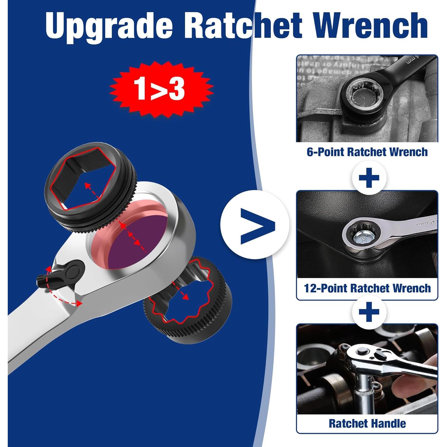 Set de Llaves de Vaso Reversible WORKPRO 7 Piezas 3 en 1